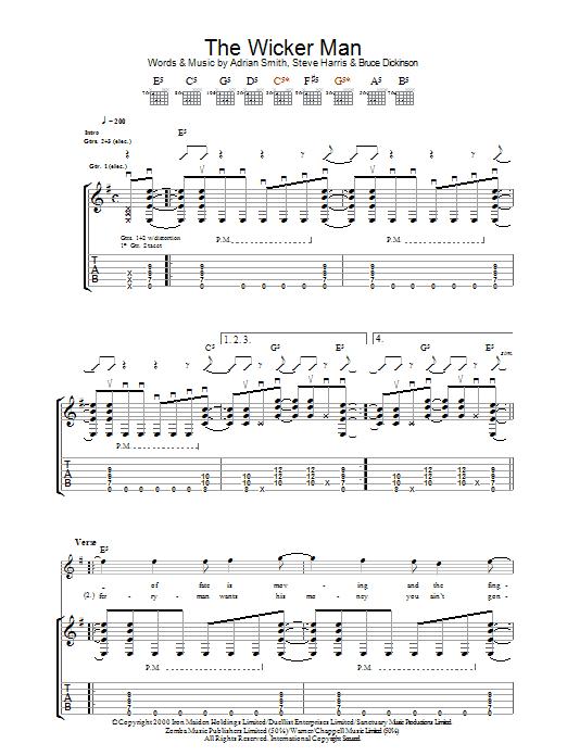 Download Iron Maiden The Wicker Man Sheet Music and learn how to play Bass Guitar Tab PDF digital score in minutes
