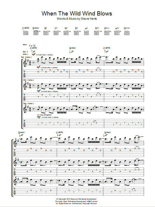 Download Iron Maiden When The Wild Wind Blows Sheet Music and learn how to play Guitar Tab PDF digital score in minutes