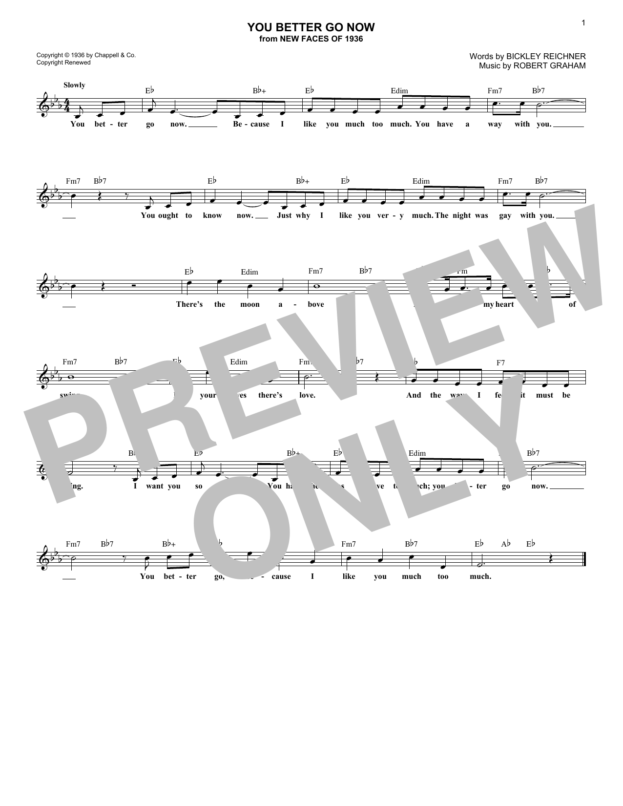 Download Irvin Graham You Better Go Now Sheet Music and learn how to play Melody Line, Lyrics & Chords PDF digital score in minutes