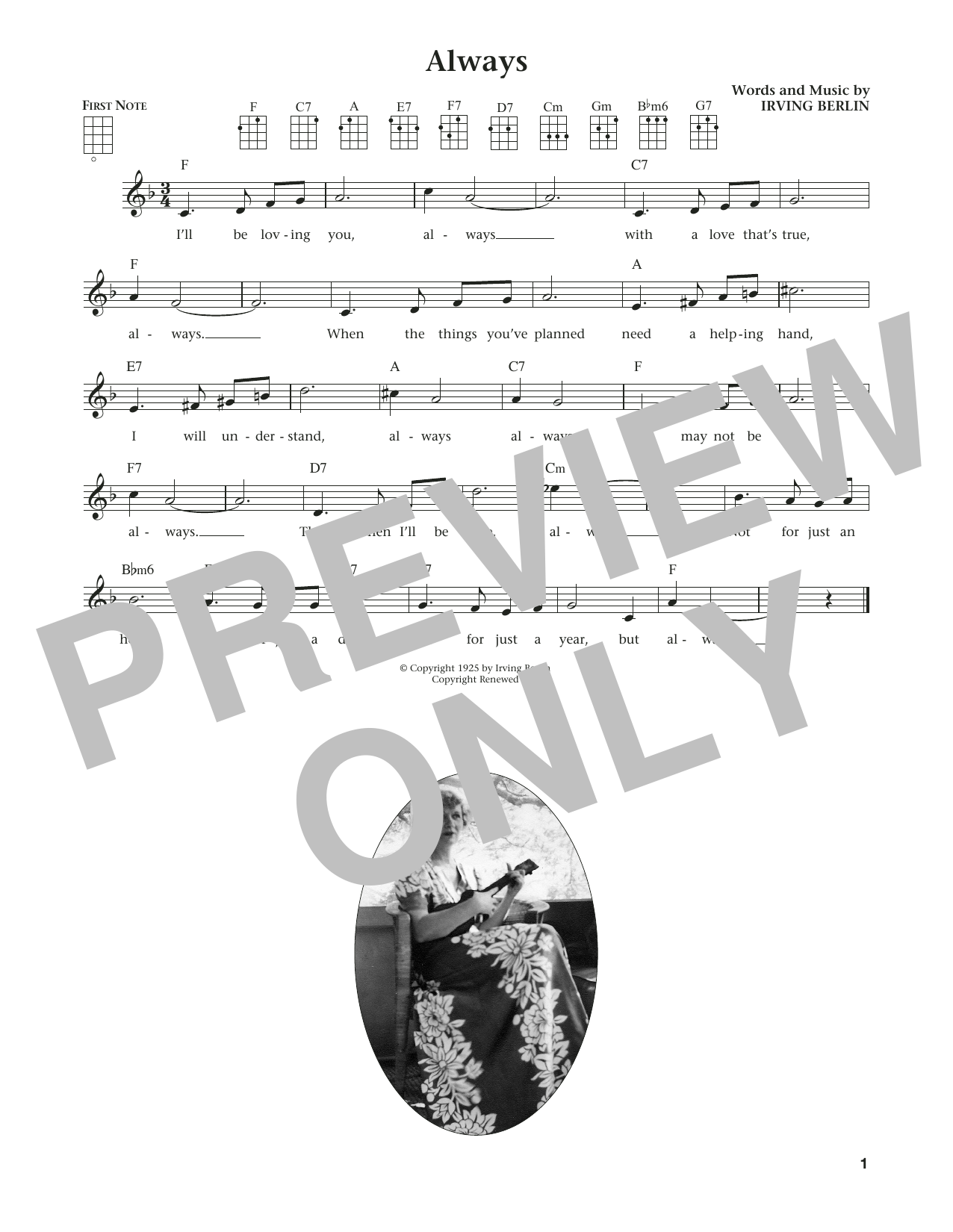 Download Irving Berlin Always Sheet Music and learn how to play Ukulele PDF digital score in minutes