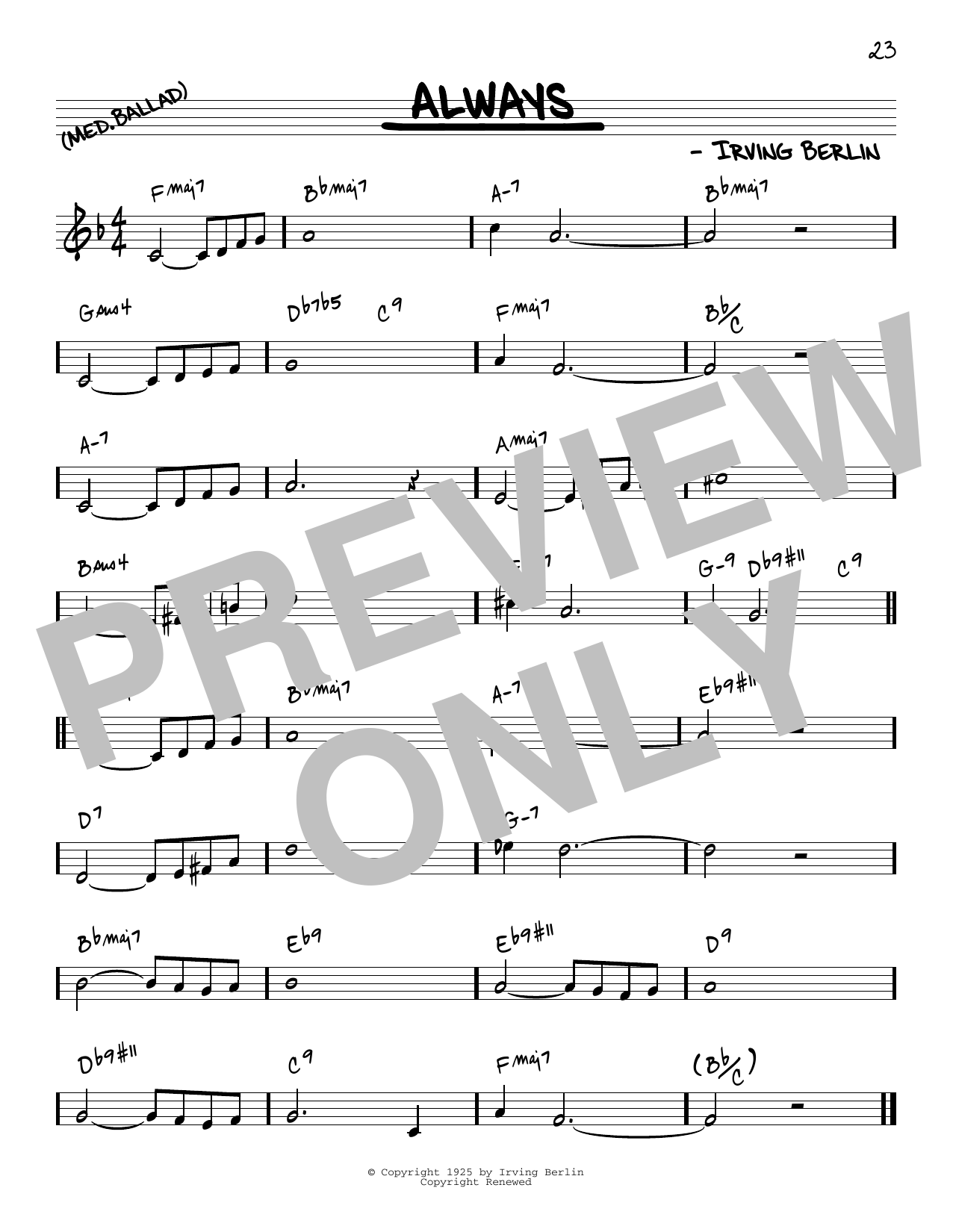 Download Irving Berlin Always [Reharmonized version] (arr. Jack Grassel) Sheet Music and learn how to play Real Book – Melody & Chords PDF digital score in minutes