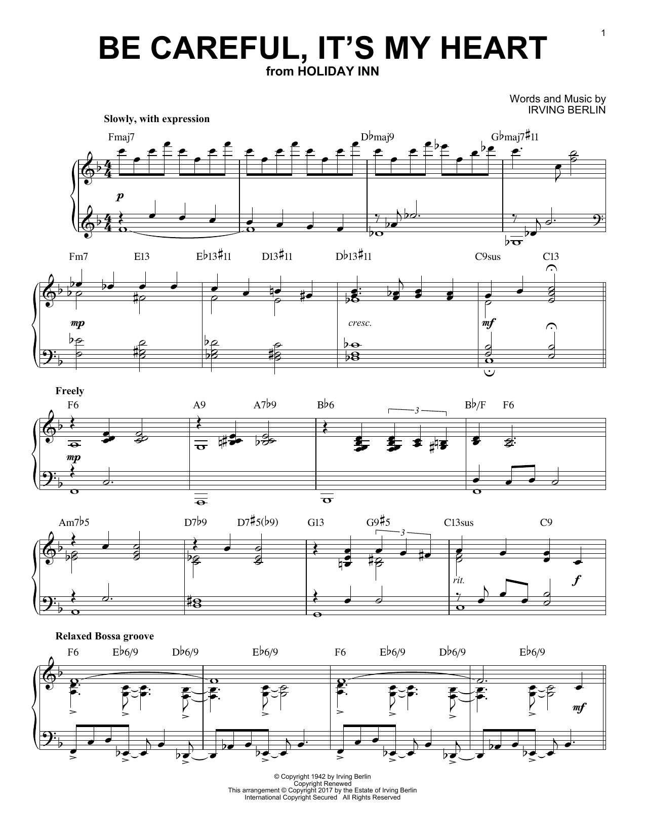 Download Irving Berlin Be Careful, It's My Heart Sheet Music and learn how to play Piano PDF digital score in minutes