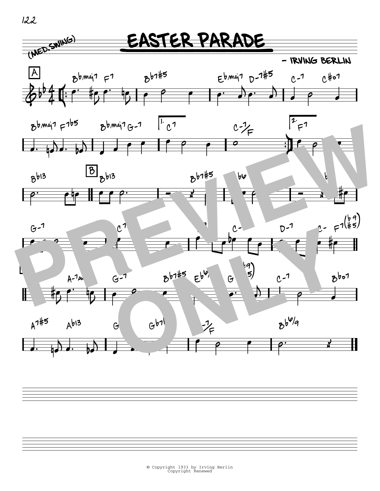 Download Irving Berlin Easter Parade [Reharmonized version] (arr. Jack Grassel) Sheet Music and learn how to play Real Book – Melody & Chords PDF digital score in minutes