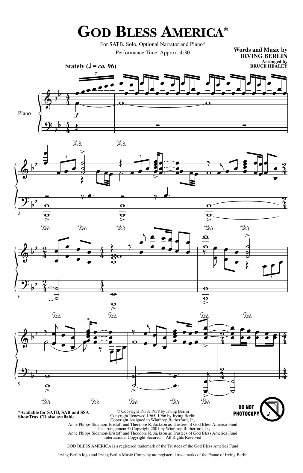 Download Irving Berlin God Bless America (arr. Bruce Healey) Sheet Music and learn how to play SATB Choir PDF digital score in minutes