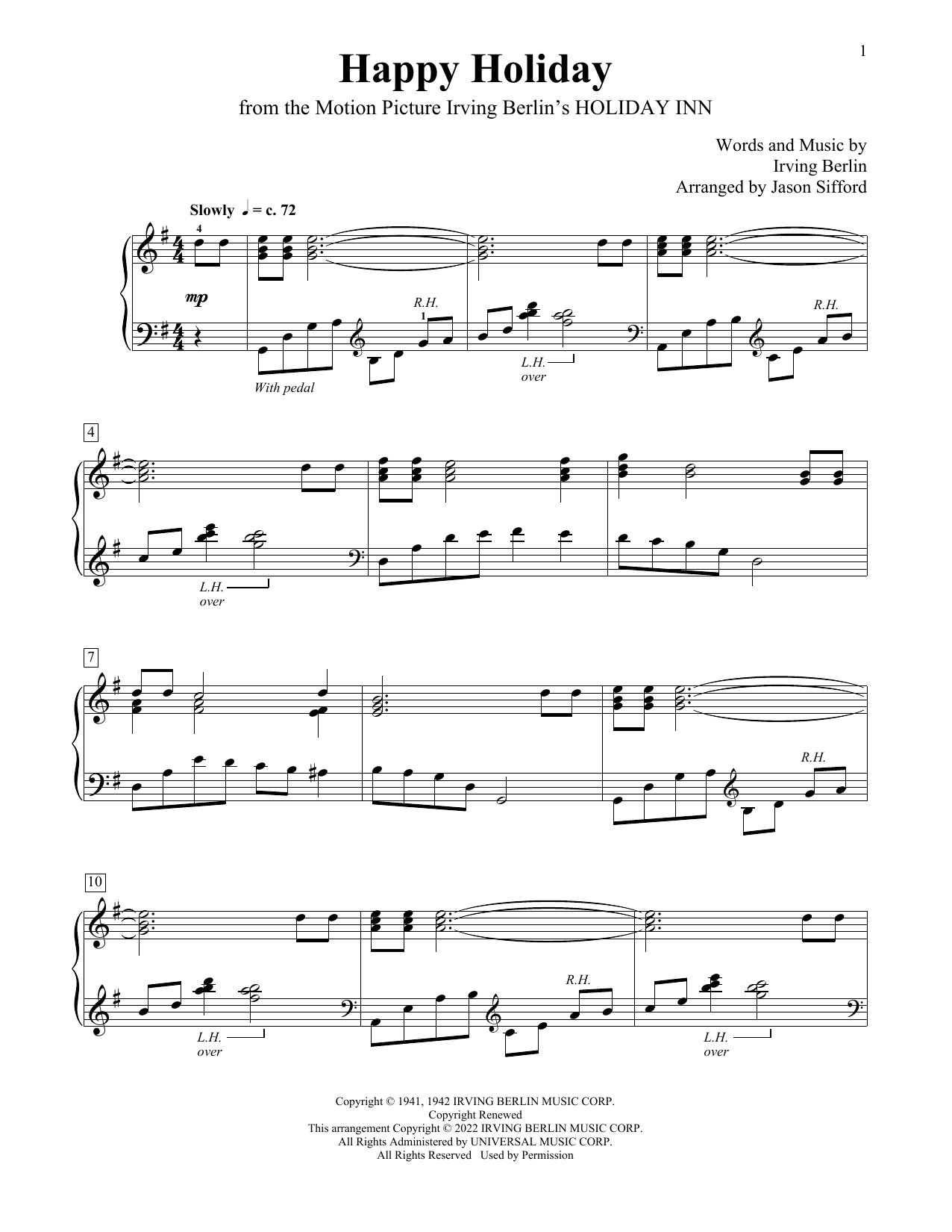 Download Irving Berlin Happy Holiday (arr. Jason Sifford) Sheet Music and learn how to play Educational Piano PDF digital score in minutes