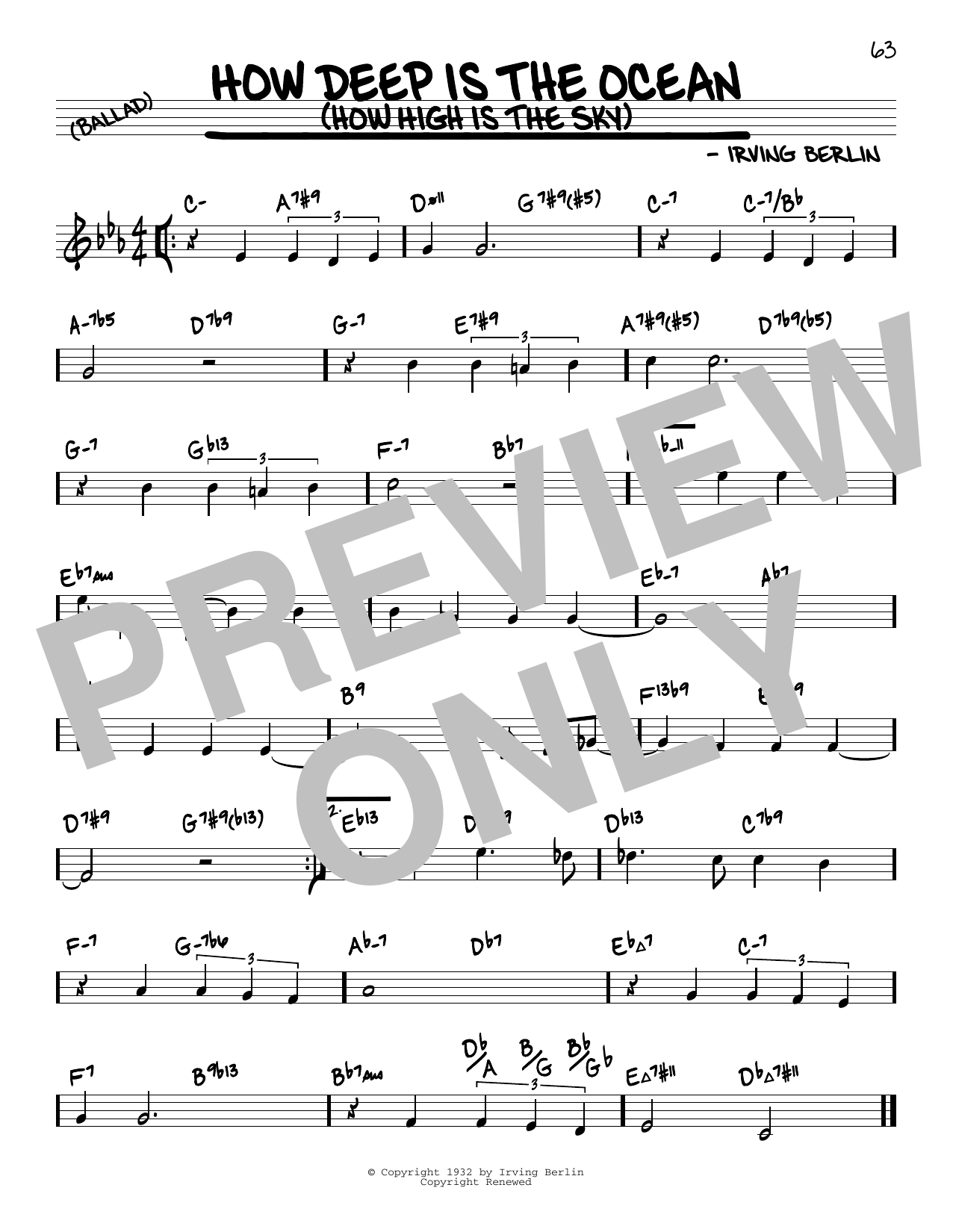 Download Irving Berlin How Deep Is The Ocean (How High Is The Sky) (arr. David Hazeltine) Sheet Music and learn how to play Real Book – Enhanced Chords PDF digital score in minutes
