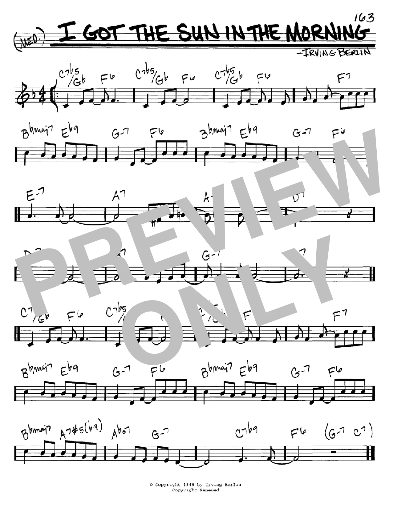 Download Irving Berlin I Got The Sun In The Morning Sheet Music and learn how to play Melody Line, Lyrics & Chords PDF digital score in minutes