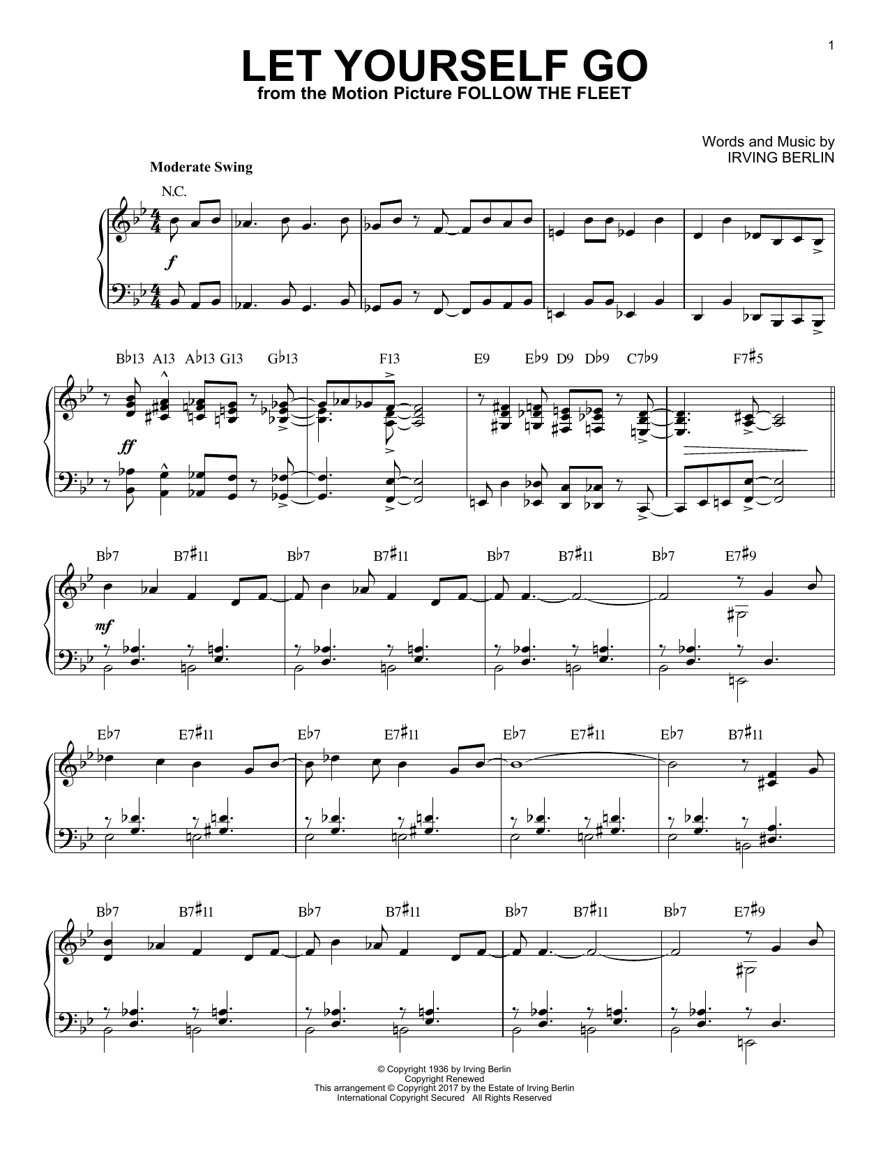 Download Irving Berlin Let Yourself Go Sheet Music and learn how to play Piano PDF digital score in minutes