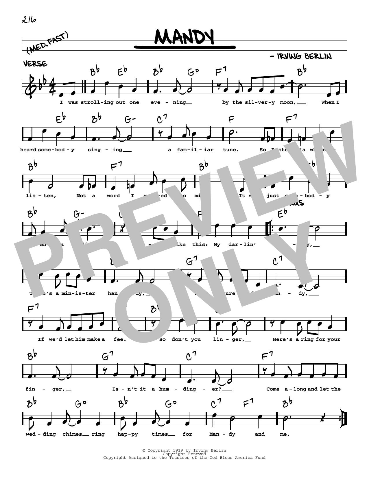 Download Irving Berlin Mandy (arr. Robert Rawlins) Sheet Music and learn how to play Real Book – Melody, Lyrics & Chords PDF digital score in minutes