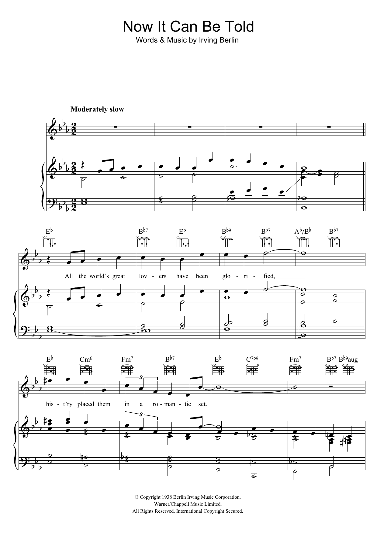 Download Irving Berlin Now It Can Be Told Sheet Music and learn how to play Piano, Vocal & Guitar (Right-Hand Melody) PDF digital score in minutes