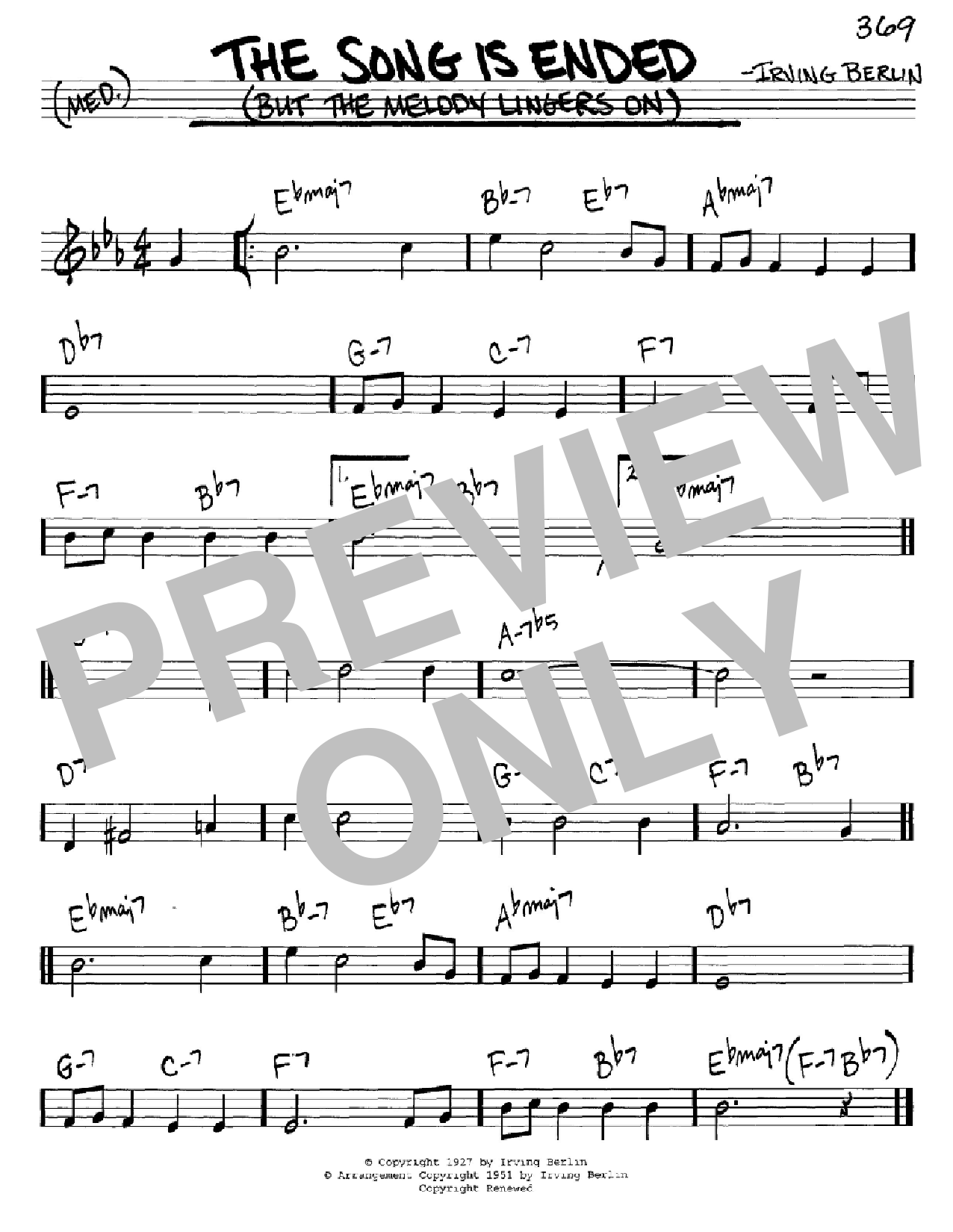 Download Irving Berlin The Song Is Ended (But The Melody Lingers On) Sheet Music and learn how to play Easy Piano PDF digital score in minutes