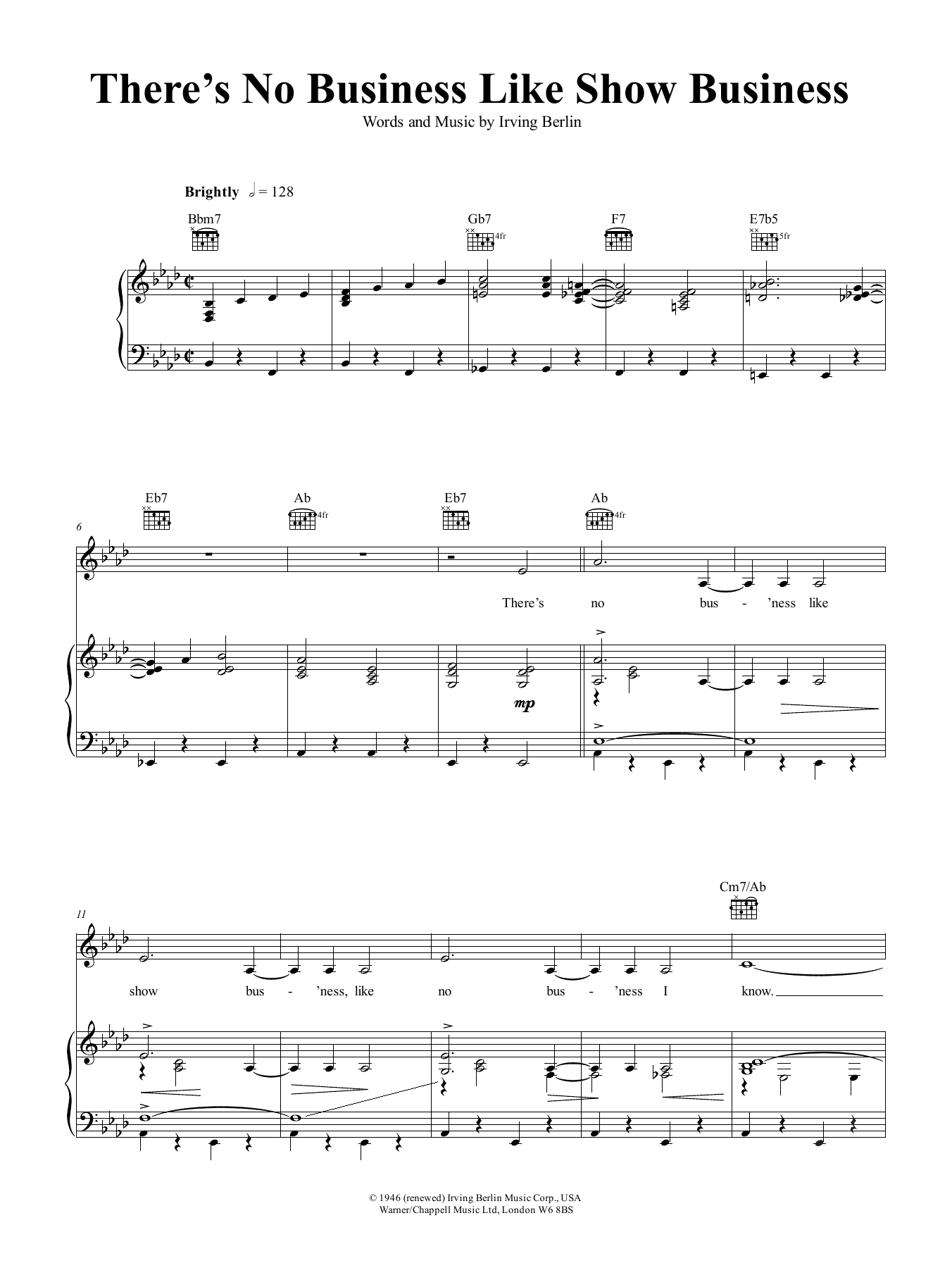 Download Irving Berlin There's No Business Like Show Business Sheet Music and learn how to play Cello PDF digital score in minutes