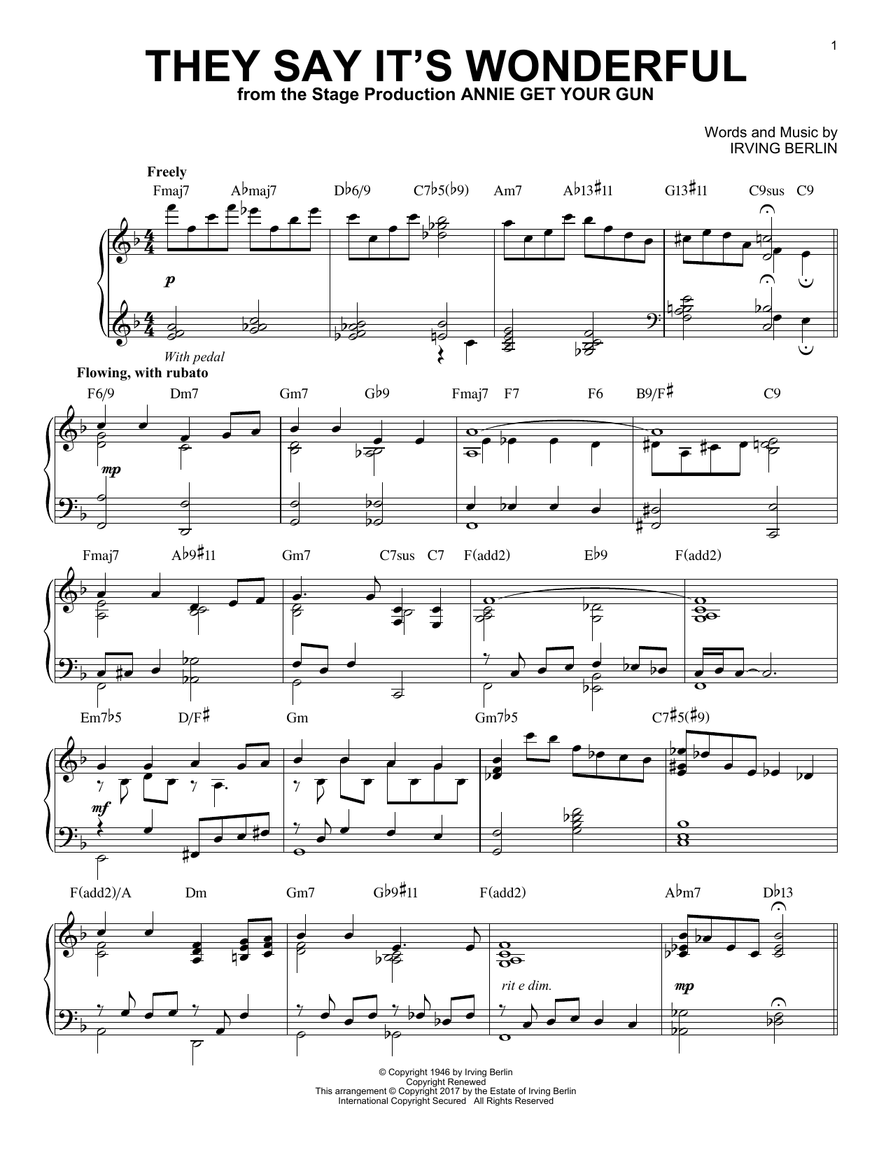Download Irving Berlin They Say It's Wonderful Sheet Music and learn how to play Piano PDF digital score in minutes