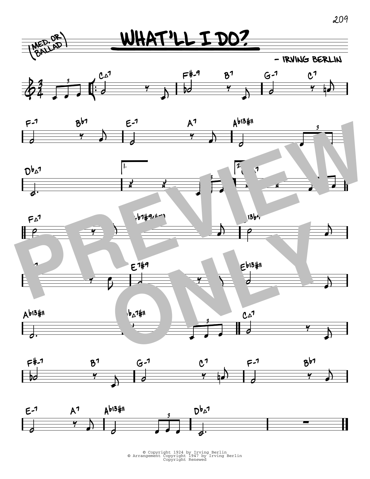 Download Irving Berlin What'll I Do? (arr. David Hazeltine) Sheet Music and learn how to play Real Book – Enhanced Chords PDF digital score in minutes