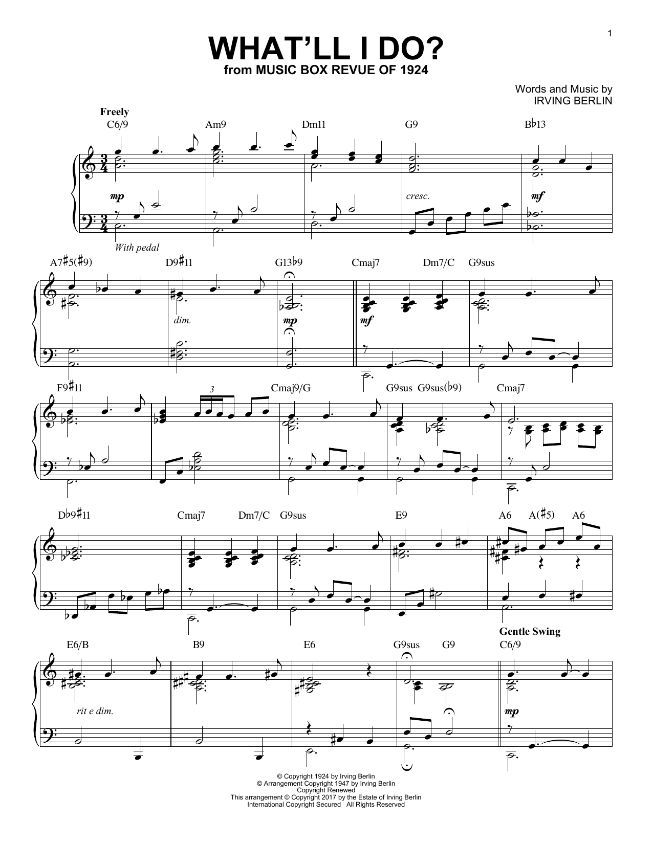 Download Irving Berlin What'll I Do? Sheet Music and learn how to play Piano PDF digital score in minutes
