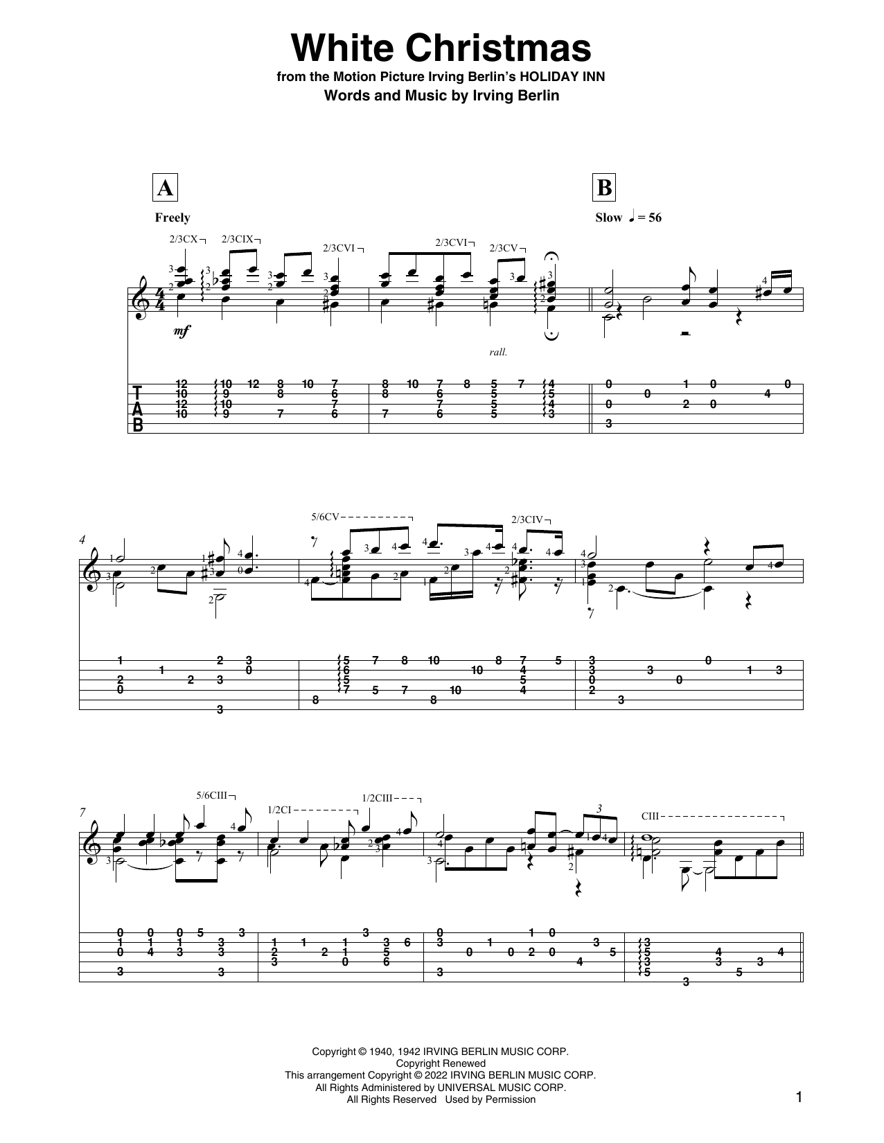 Download Irving Berlin White Christmas (arr. David Jaggs) Sheet Music and learn how to play Solo Guitar PDF digital score in minutes