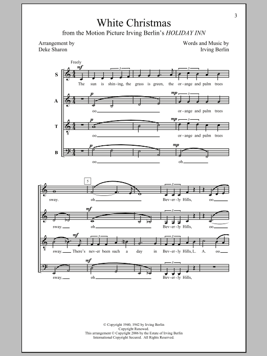 Download Irving Berlin White Christmas (arr. Deke Sharon) Sheet Music and learn how to play TTBB PDF digital score in minutes