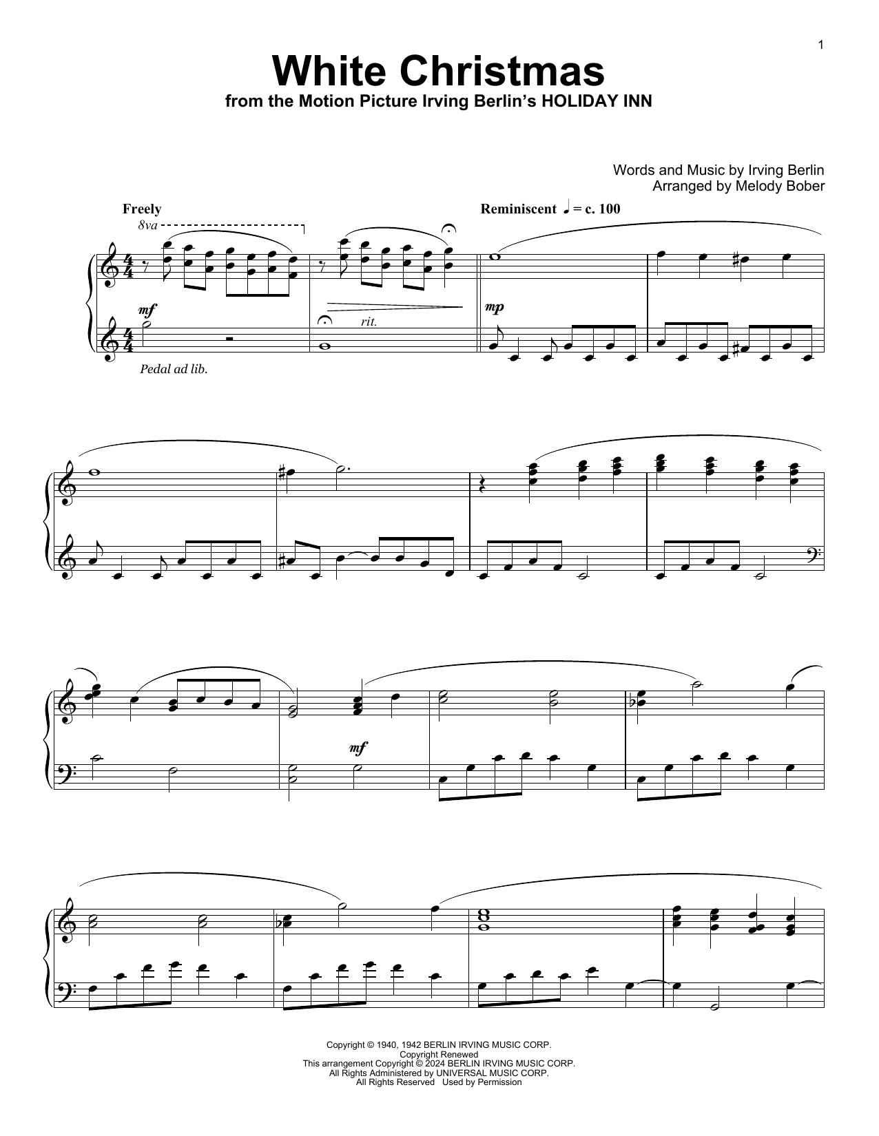 Download Irving Berlin White Christmas (arr. Melody Bober) Sheet Music and learn how to play Educational Piano PDF digital score in minutes