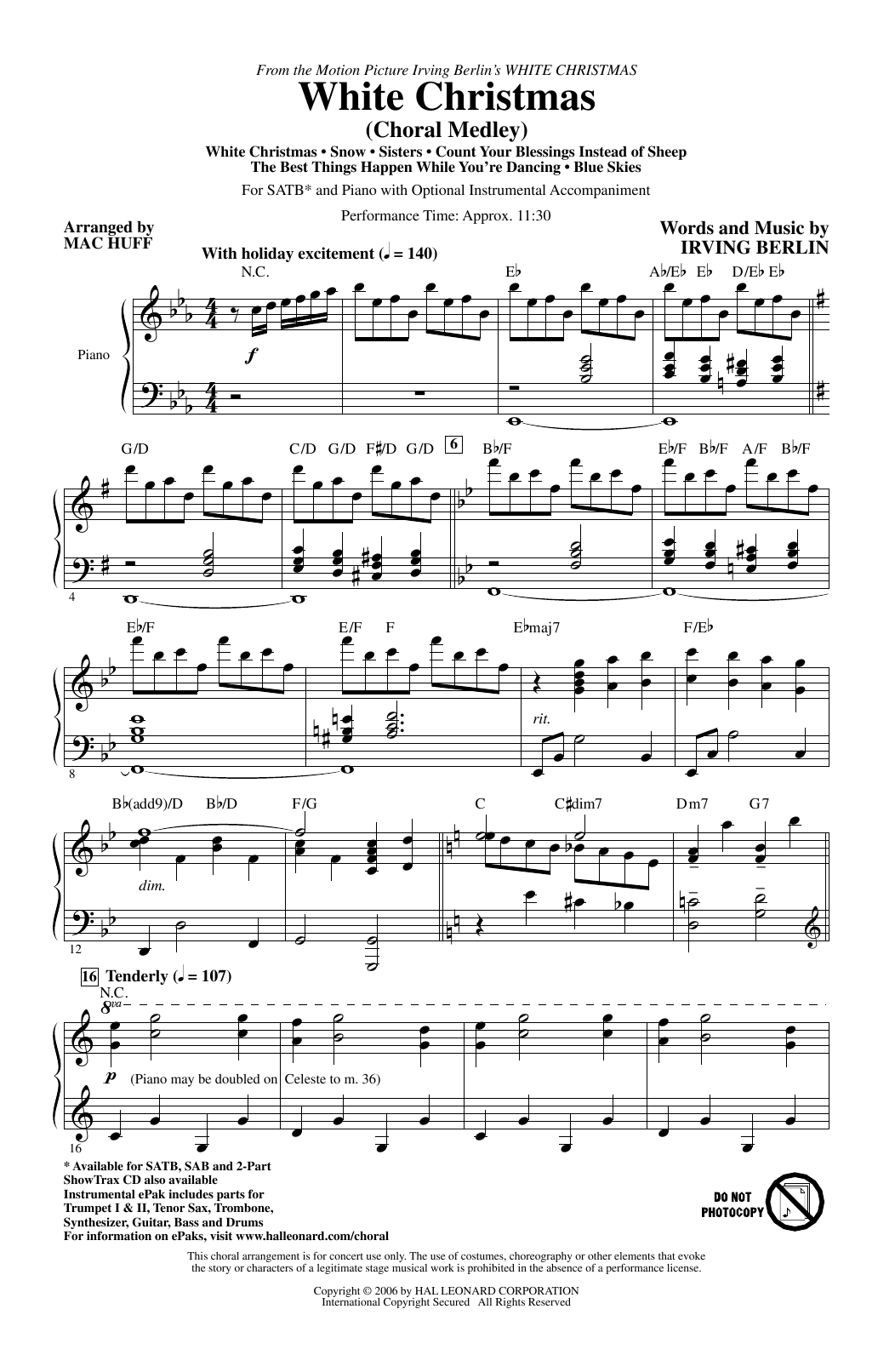 Download Irving Berlin White Christmas (Choral Medley) (arr. Mac Huff) Sheet Music and learn how to play 2-Part Choir PDF digital score in minutes