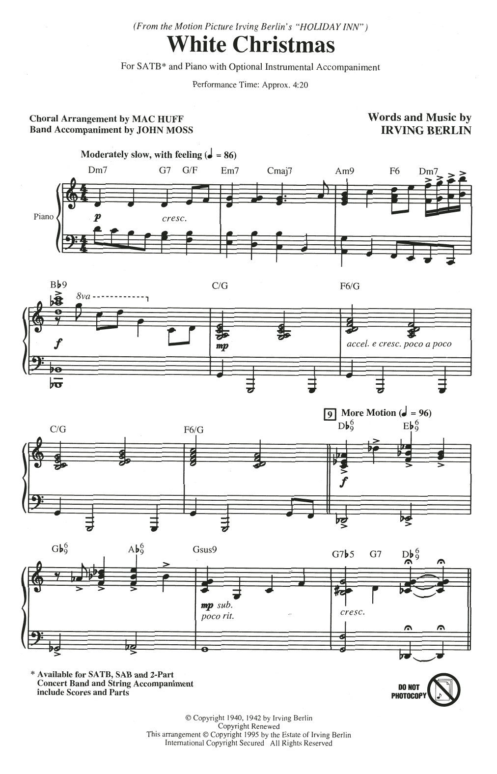 Download Irving Berlin White Christmas (from Holiday Inn) (arr. Mac Huff) Sheet Music and learn how to play SAB Choir PDF digital score in minutes