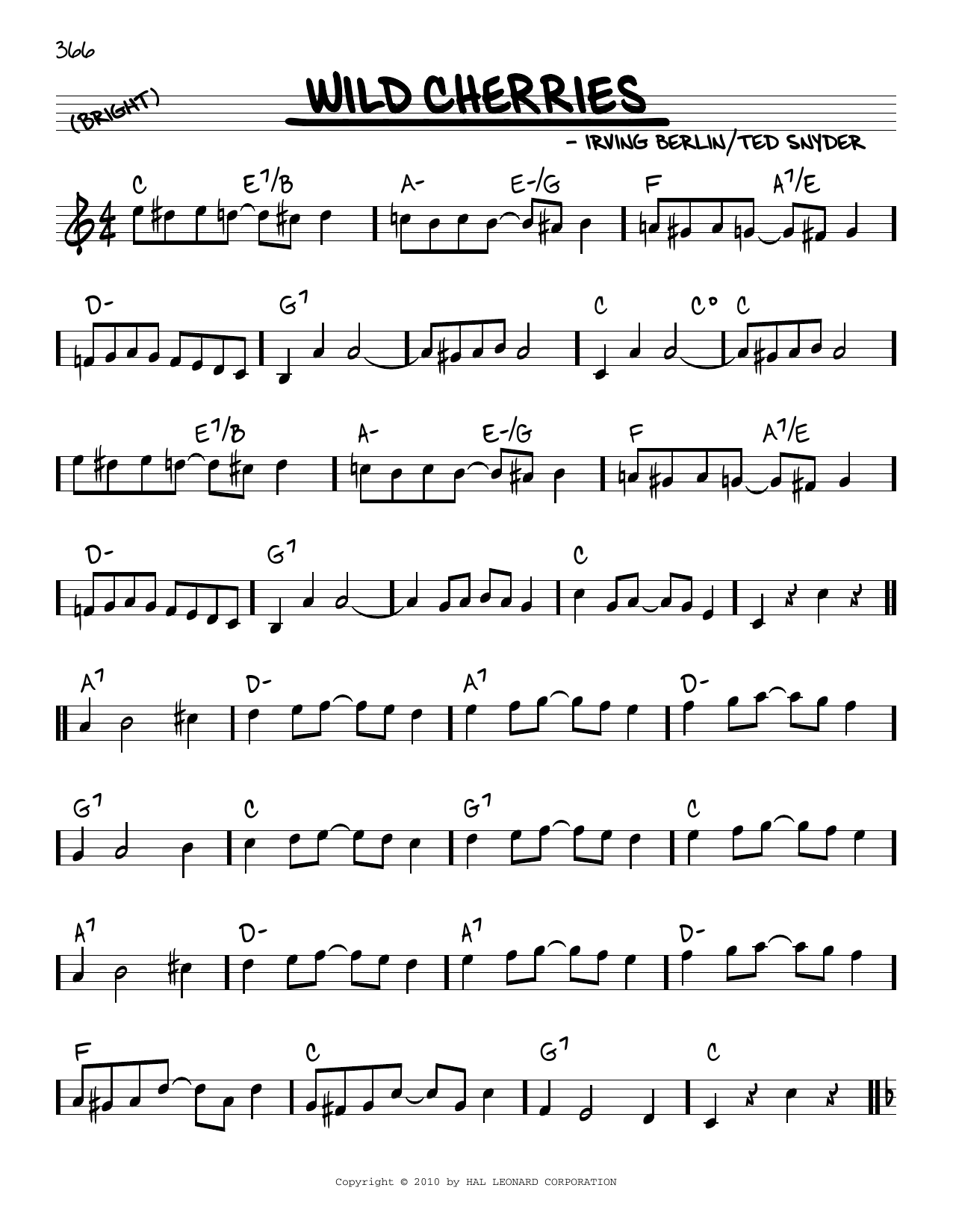 Download Irving Berlin Wild Cherries (arr. Robert Rawlins) Sheet Music and learn how to play Real Book – Melody, Lyrics & Chords PDF digital score in minutes