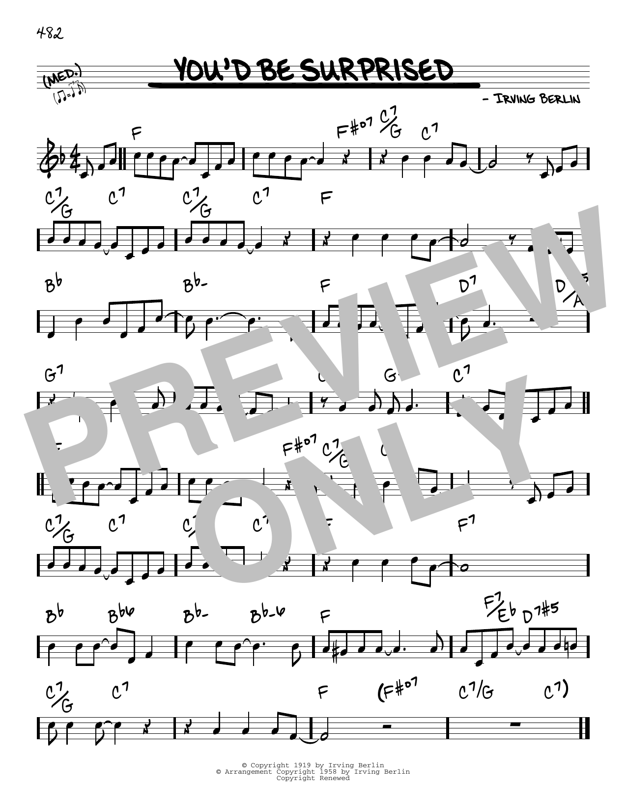 Download Irving Berlin You'd Be Surprised Sheet Music and learn how to play Real Book – Melody & Chords PDF digital score in minutes