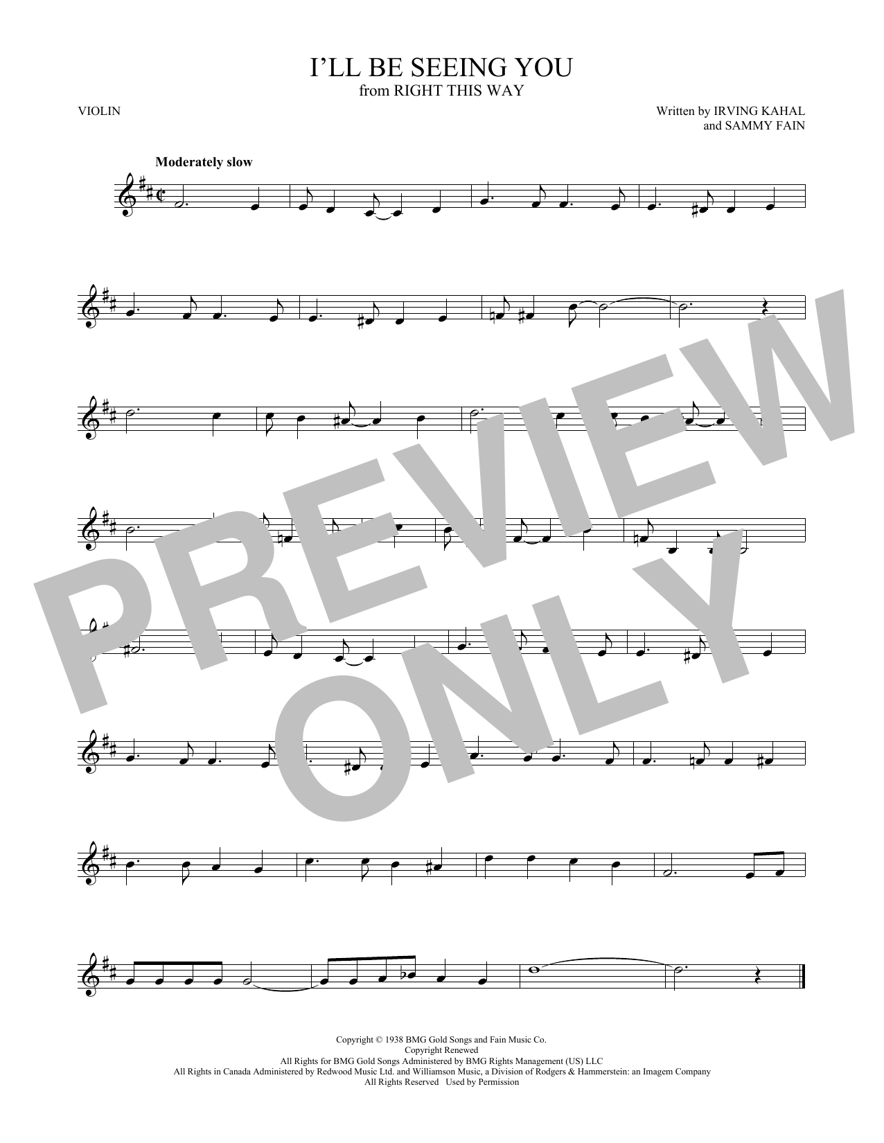 Download Irving Kahal & Sammy Fain I'll Be Seeing You Sheet Music and learn how to play Tenor Sax Solo PDF digital score in minutes