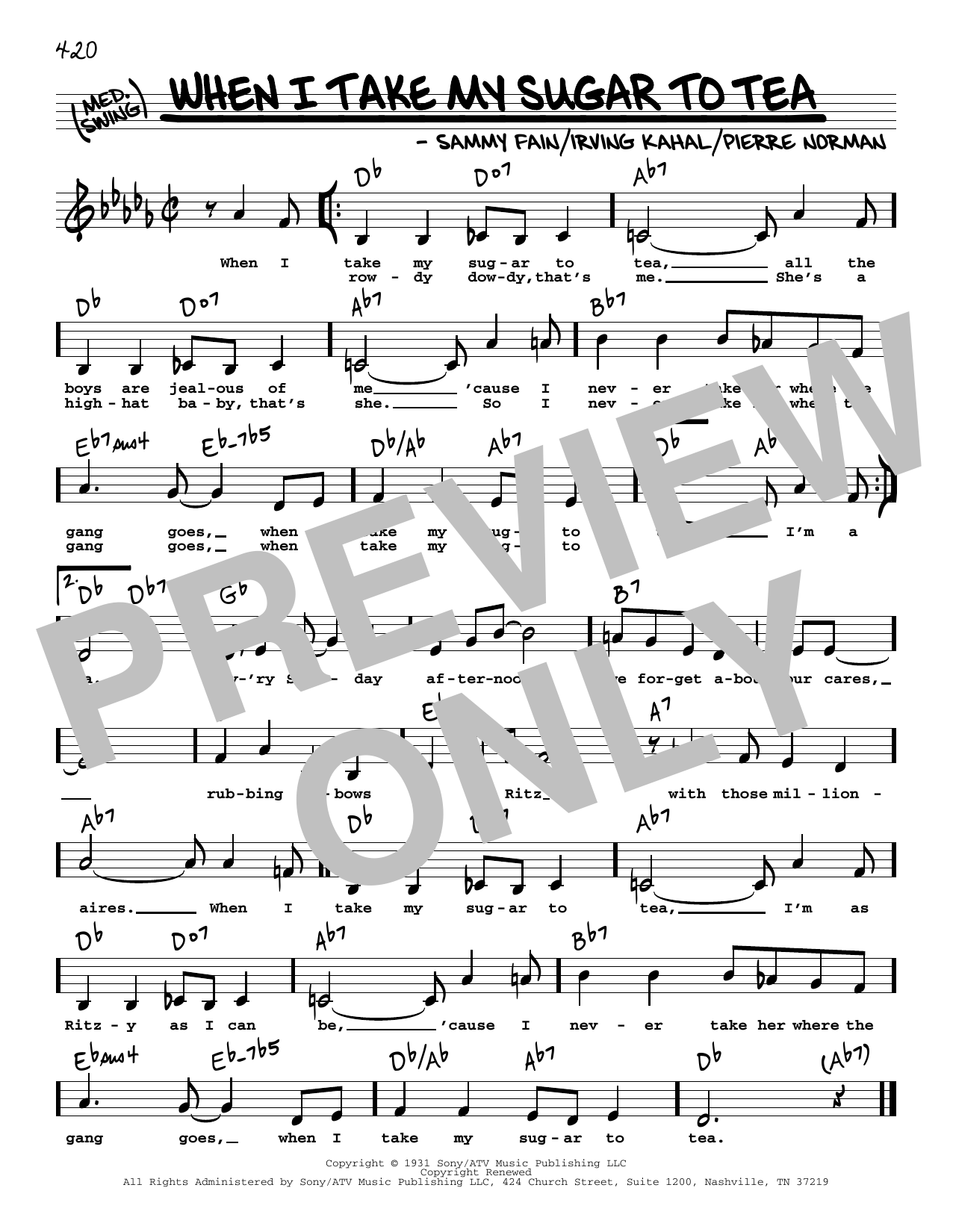 Download Irving Kahal When I Take My Sugar To Tea (Low Voice) Sheet Music and learn how to play Real Book – Melody, Lyrics & Chords PDF digital score in minutes