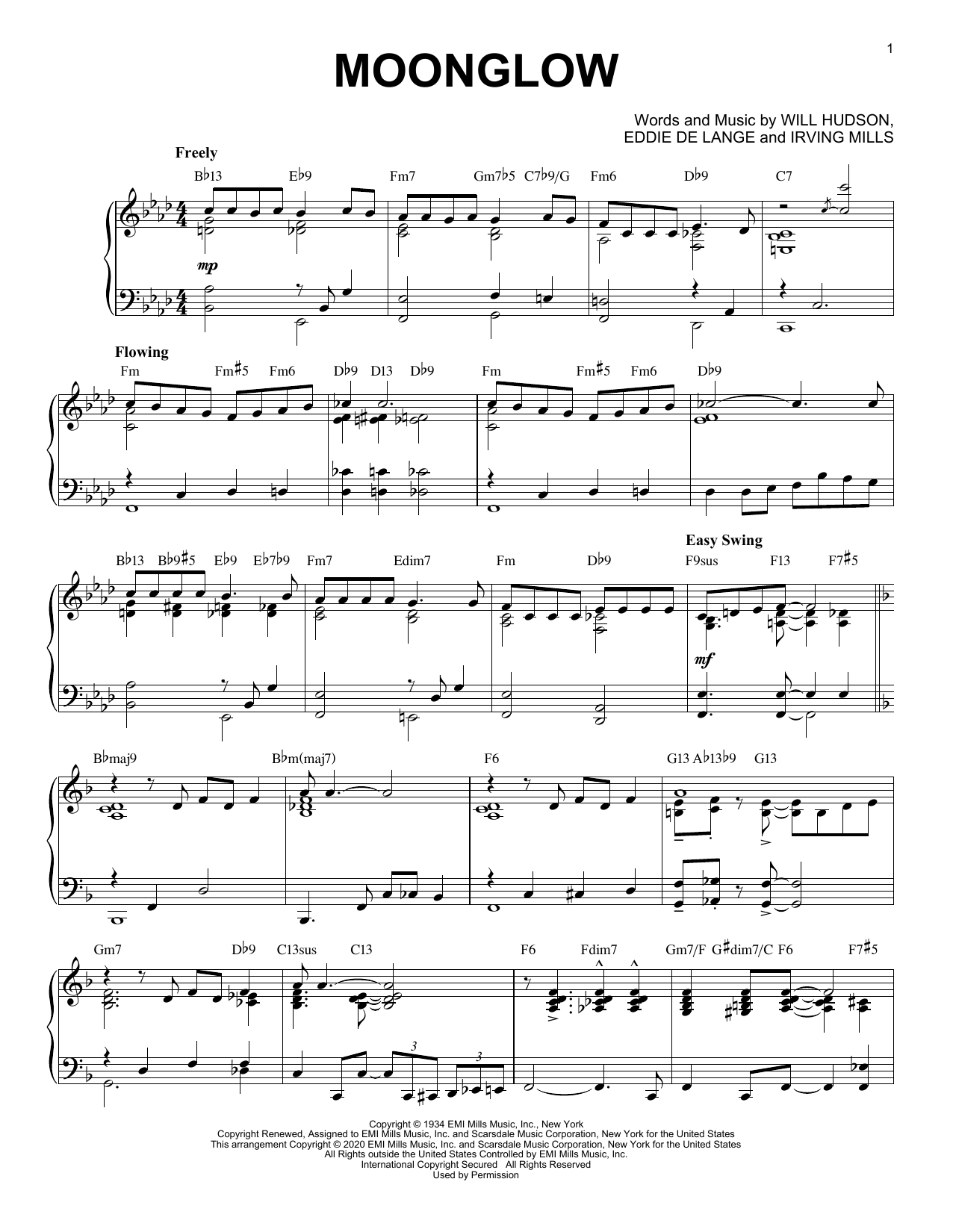 Download Irving Mills Moonglow [Jazz version] (arr. Brent Edstrom) Sheet Music and learn how to play Piano Solo PDF digital score in minutes