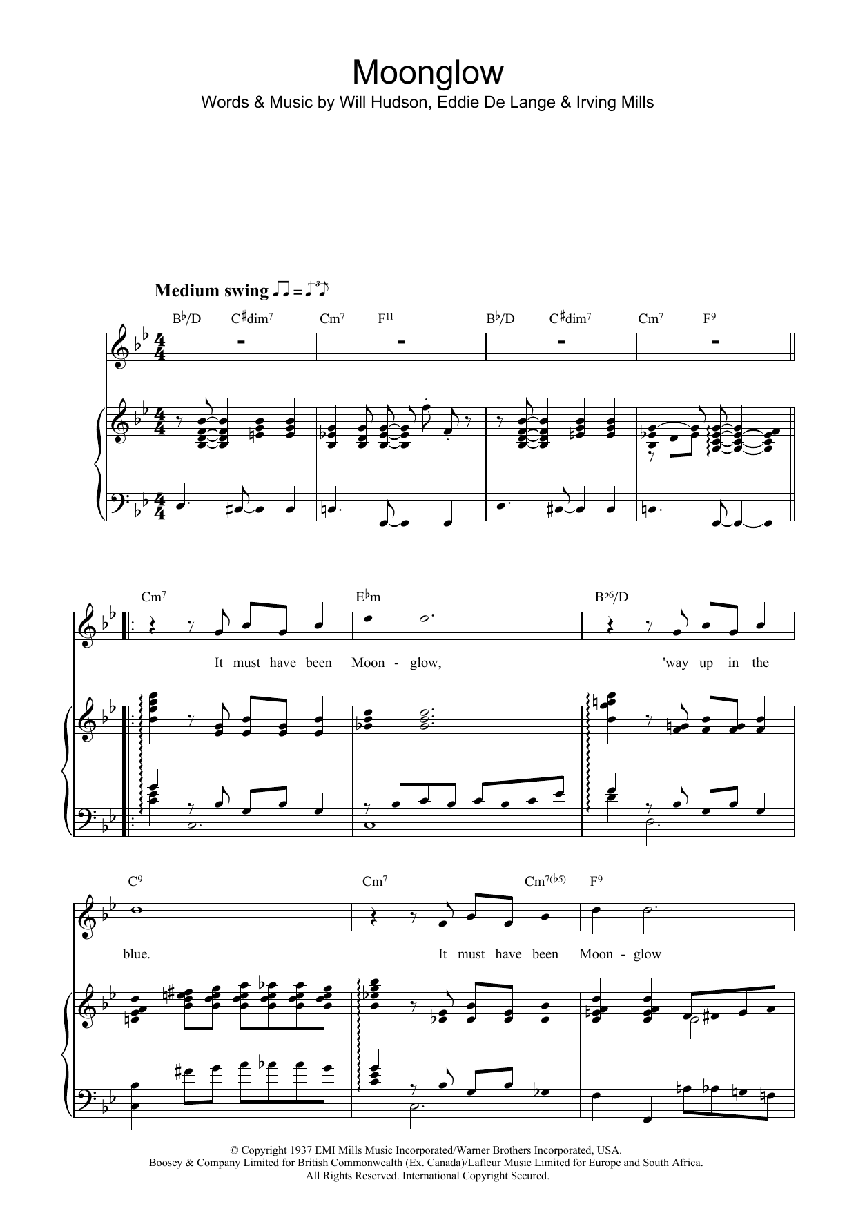 Download Irving Mills Moonglow Sheet Music and learn how to play Real Book - Melody & Chords - C Instruments PDF digital score in minutes