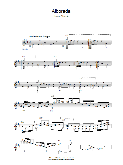 Download Isaac Albeniz Alborada Sheet Music and learn how to play Guitar PDF digital score in minutes