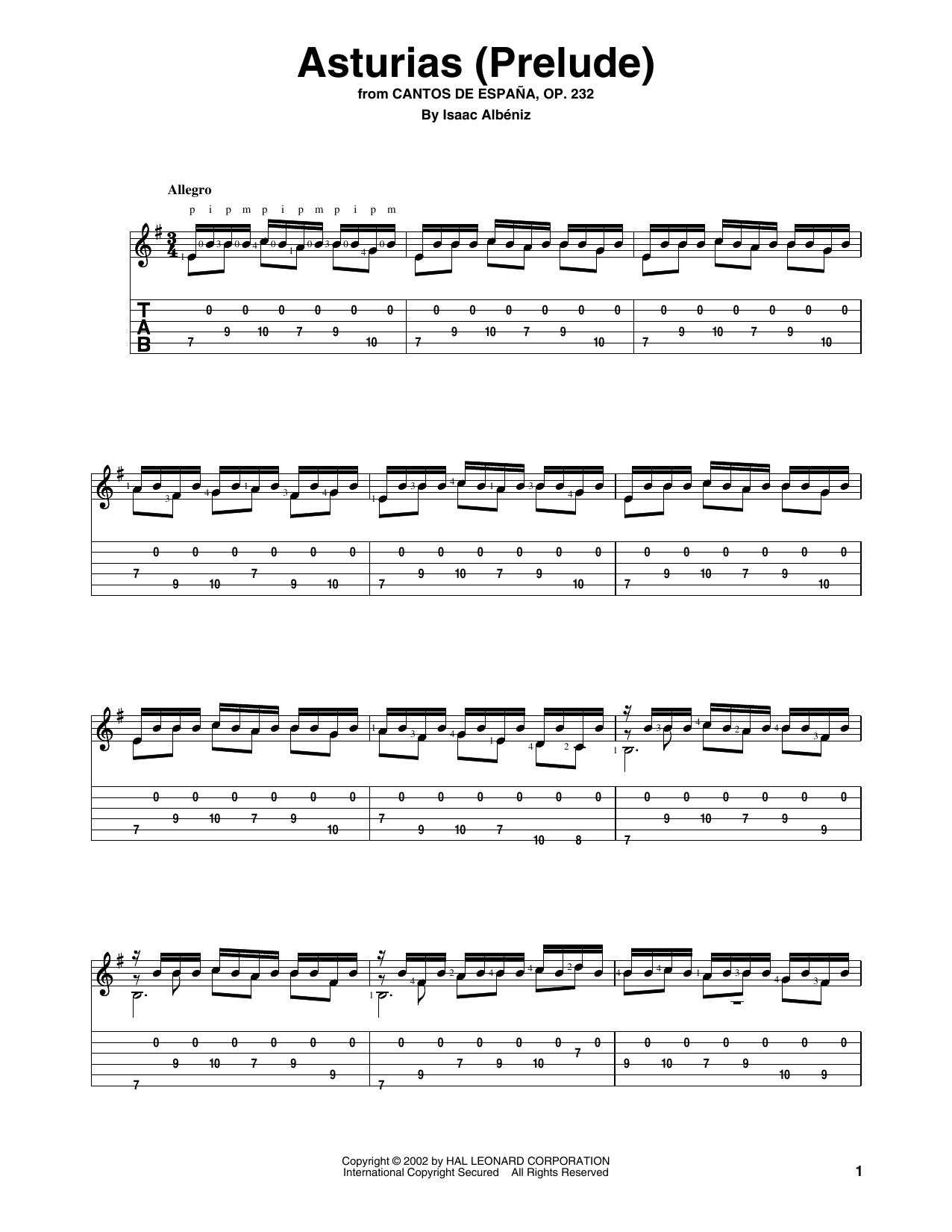 Download Isaac Albeniz Asturias (Prelude) Sheet Music and learn how to play Solo Guitar PDF digital score in minutes