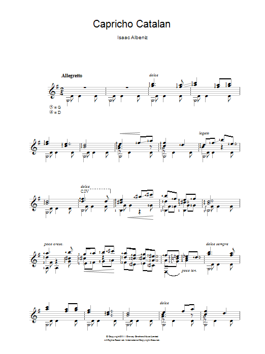 Download Isaac Albeniz Capricho Catalan Sheet Music and learn how to play Guitar PDF digital score in minutes