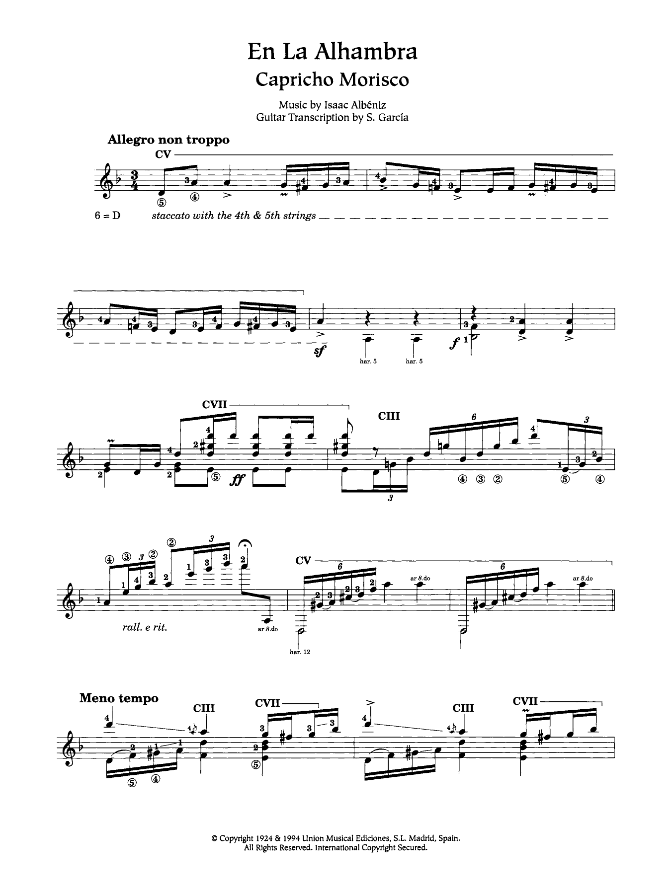 Download Isaac Albeniz En La Alhambra (Capricho Morisco) Sheet Music and learn how to play Guitar PDF digital score in minutes