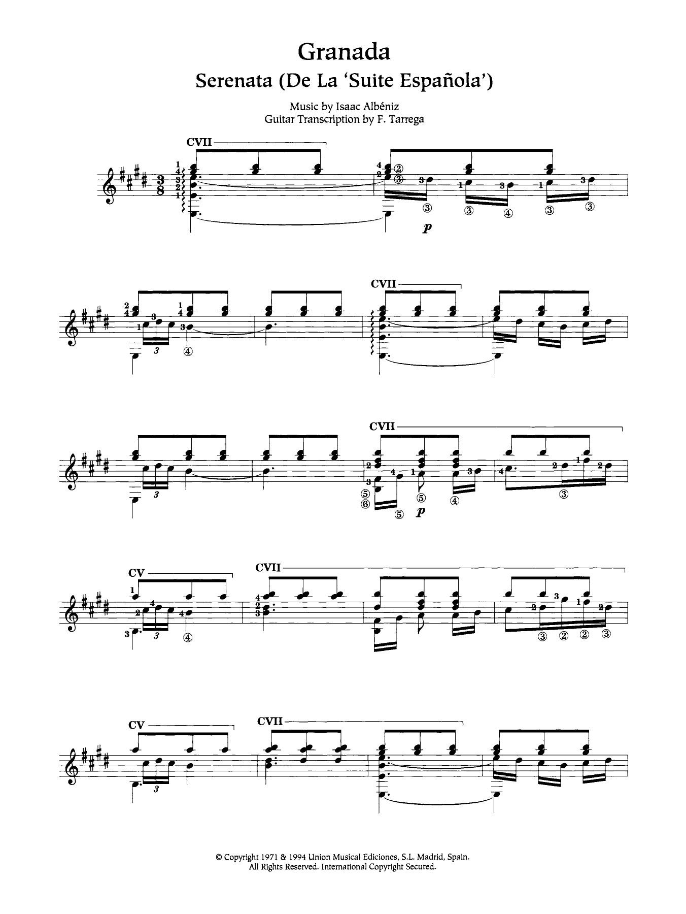 Download Isaac Albeniz Granada Sheet Music and learn how to play Guitar PDF digital score in minutes