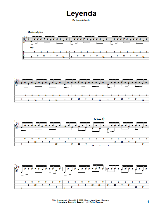 Download Isaac Albeniz Leyenda (Asturias) Sheet Music and learn how to play Guitar Tab PDF digital score in minutes