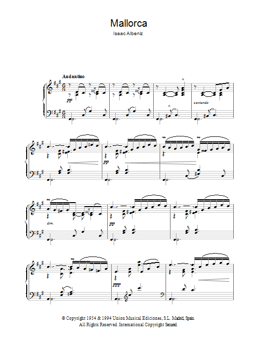 Download Isaac Albeniz Mallorca Sheet Music and learn how to play Piano PDF digital score in minutes