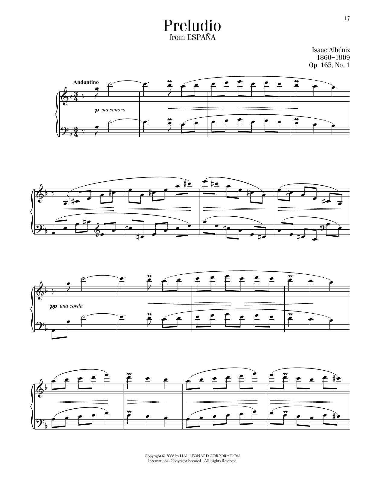 Download Isaac Albeniz Prelude, Op. 165, No. 1 Sheet Music and learn how to play Piano Solo PDF digital score in minutes