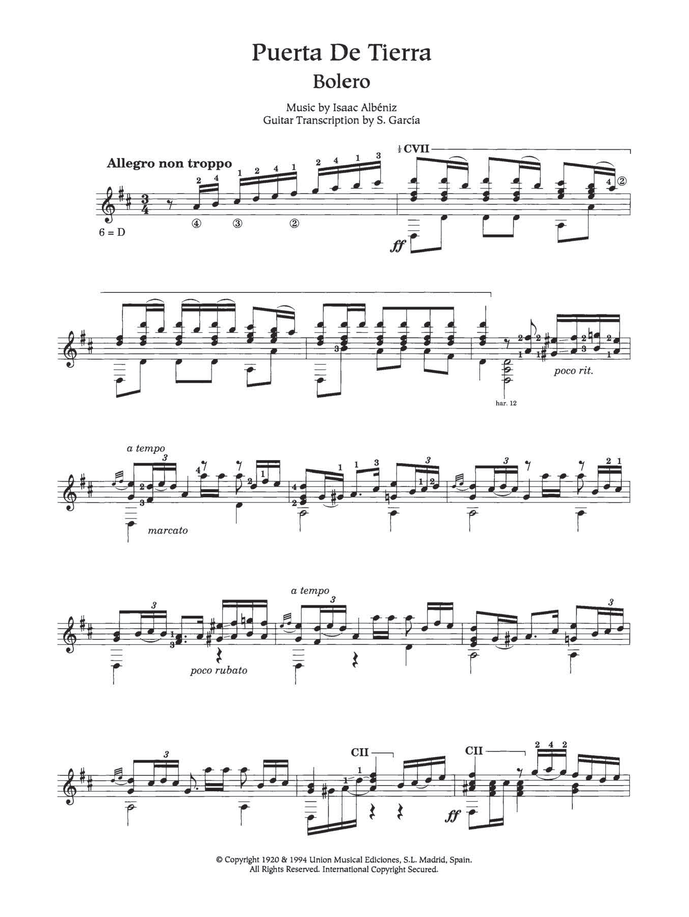 Download Isaac Albeniz Puerta De Tierra Sheet Music and learn how to play Guitar PDF digital score in minutes