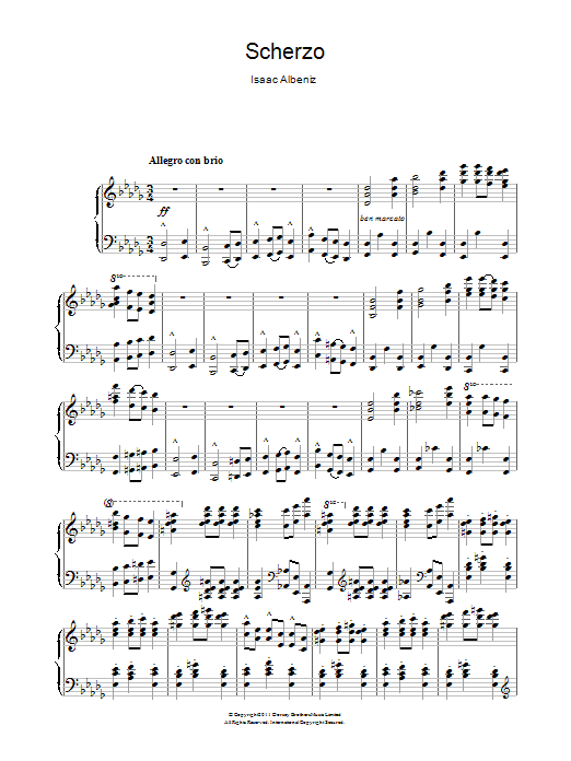Download Isaac Albeniz Scherzo Sheet Music and learn how to play Piano PDF digital score in minutes