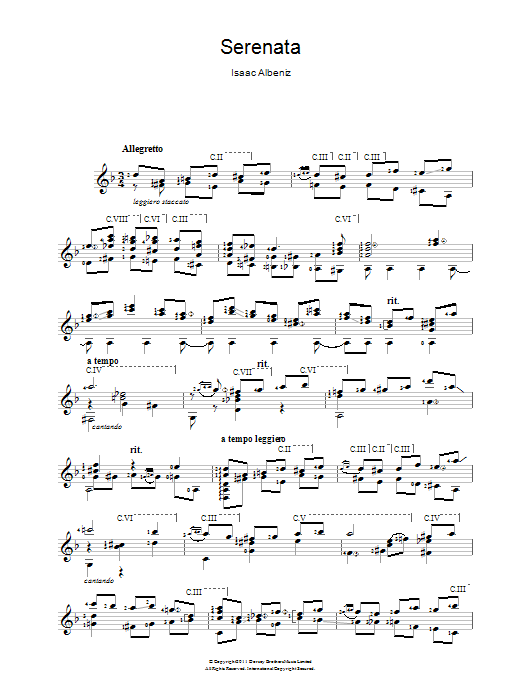 Download Isaac Albeniz Serenata Sheet Music and learn how to play Guitar PDF digital score in minutes