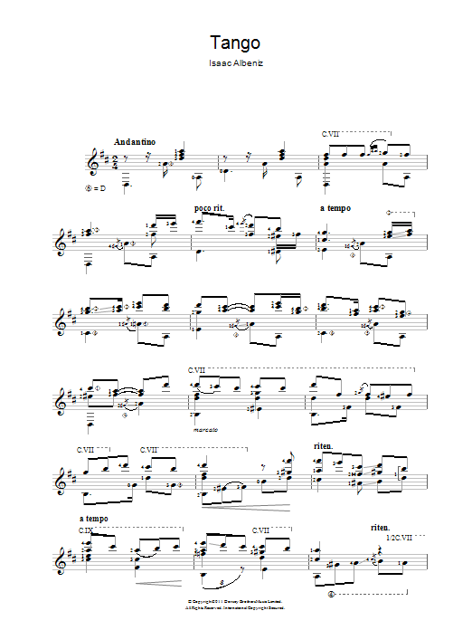 Download Isaac Albeniz Tango Sheet Music and learn how to play Guitar PDF digital score in minutes