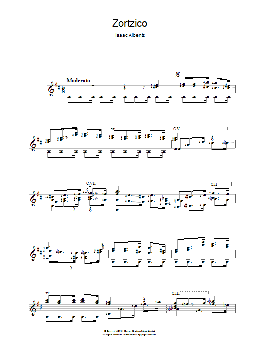 Download Isaac Albeniz Zortzico Sheet Music and learn how to play Guitar PDF digital score in minutes