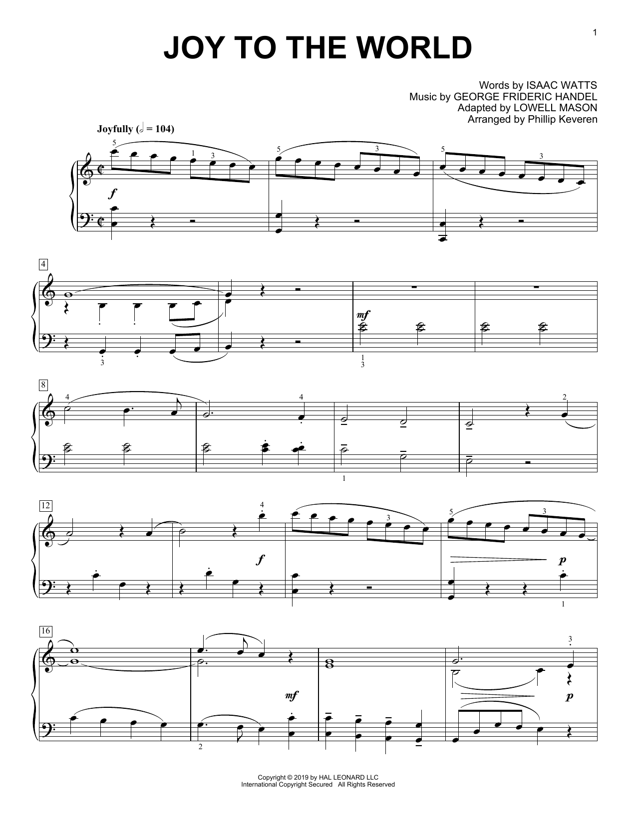 Download Isaac Watts Joy To The World [Classical version] (arr. Phillip Keveren) Sheet Music and learn how to play Piano Solo PDF digital score in minutes