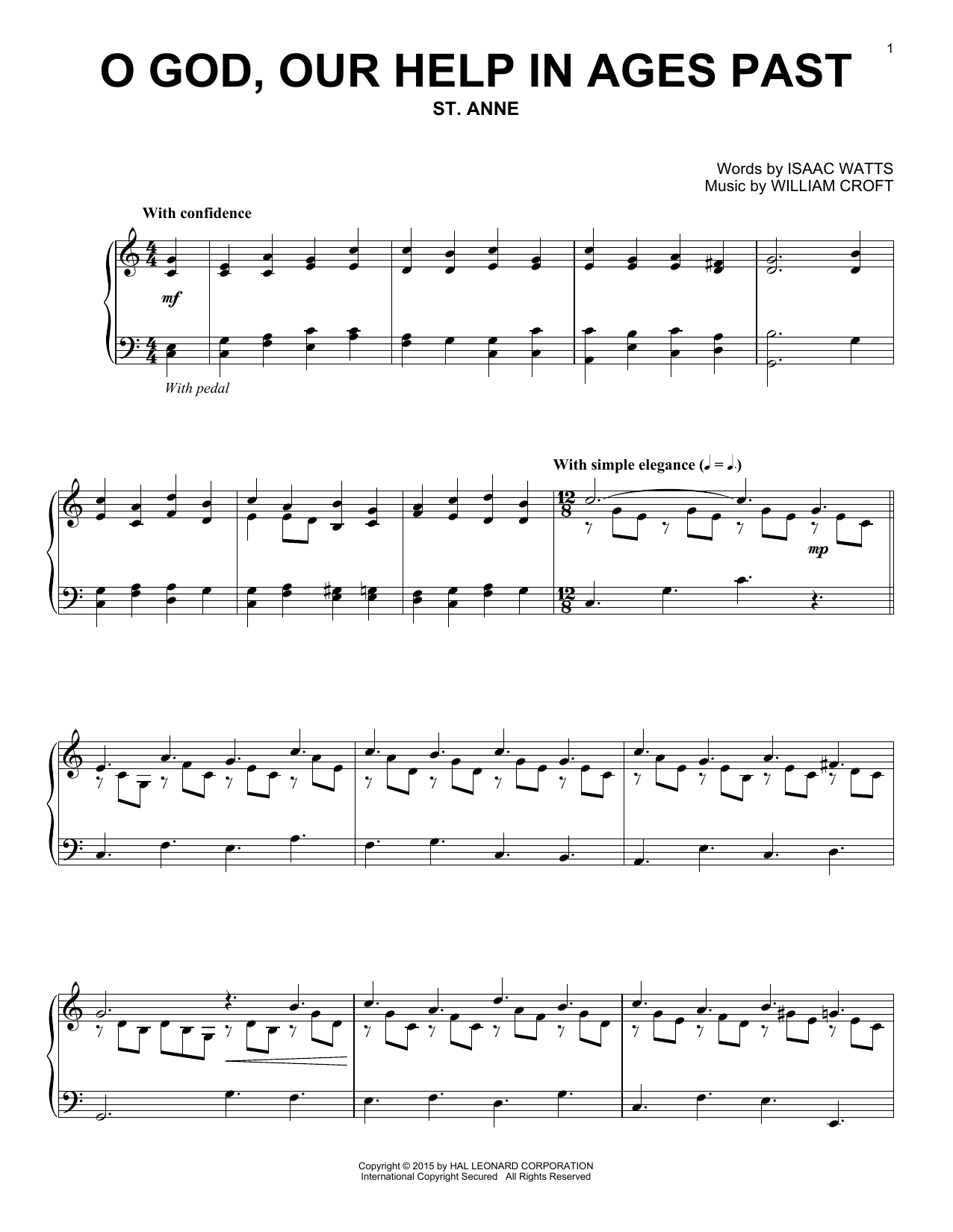 Download Isaac Watts O God, Our Help in Ages Past Sheet Music and learn how to play SATB Choir PDF digital score in minutes
