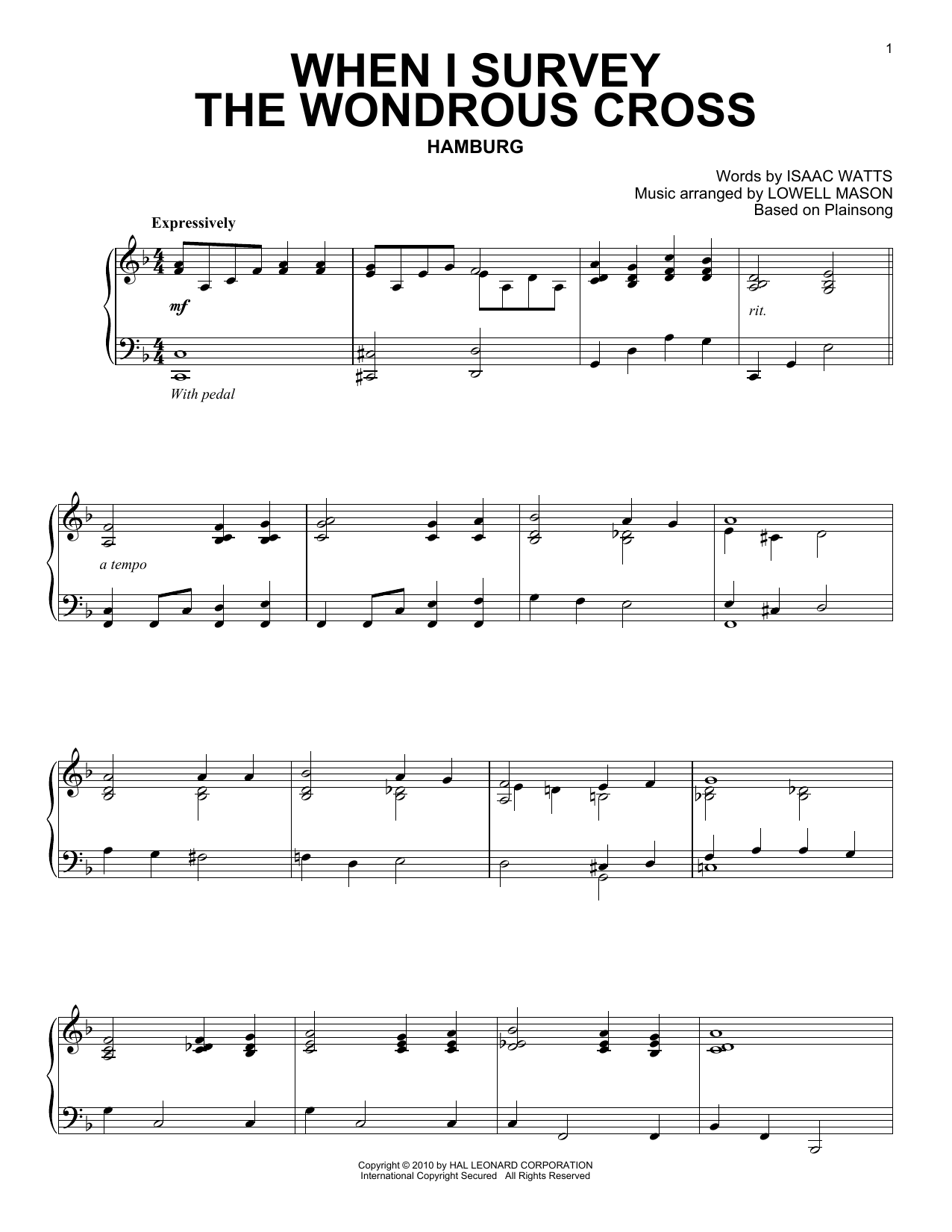 Download Isaac Watts When I Survey The Wondrous Cross Sheet Music and learn how to play ChordBuddy PDF digital score in minutes