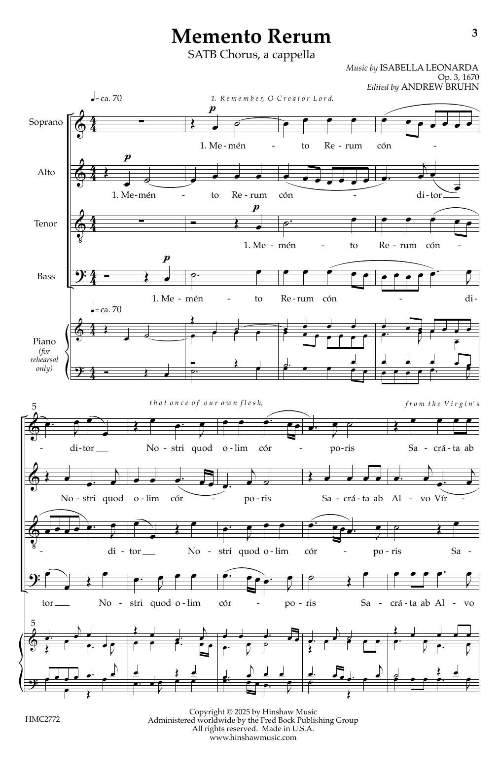 Download Isabella Leonarda Momento Rerum Sheet Music and learn how to play SATB Choir PDF digital score in minutes