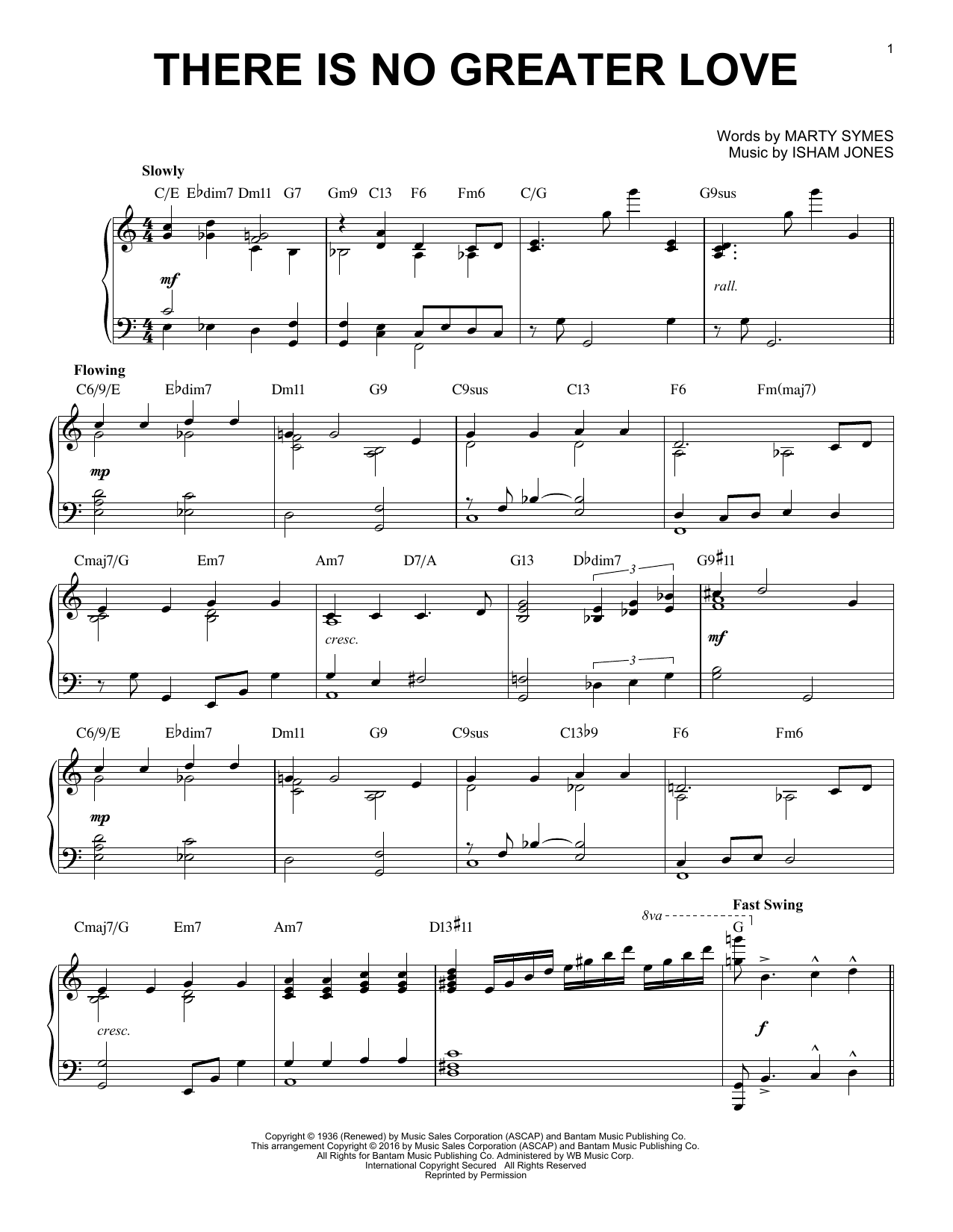 Download Isham Jones There Is No Greater Love Sheet Music and learn how to play Piano PDF digital score in minutes