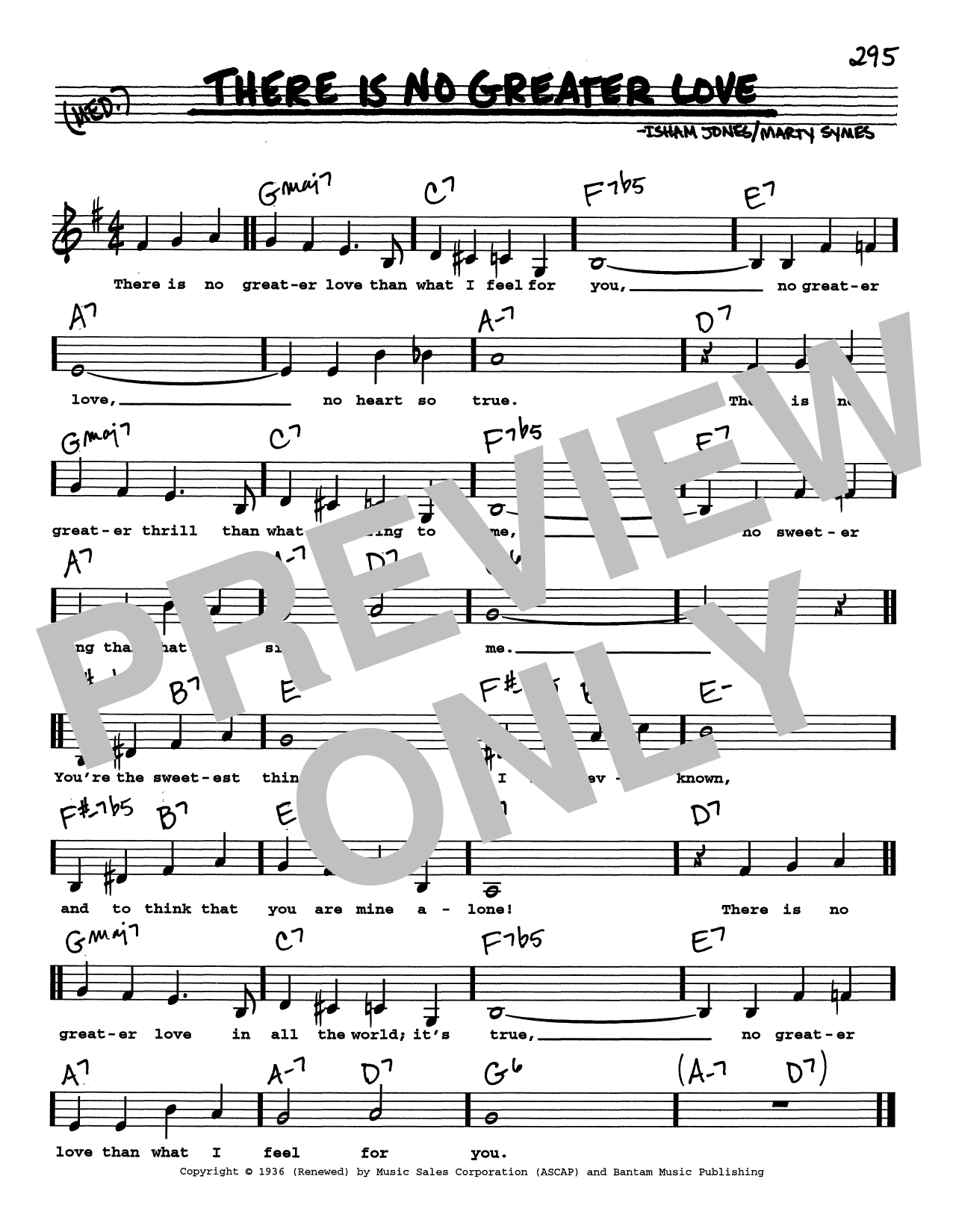 Download Isham Jones (There Is) No Greater Love (Low Voice) Sheet Music and learn how to play Real Book – Melody, Lyrics & Chords PDF digital score in minutes