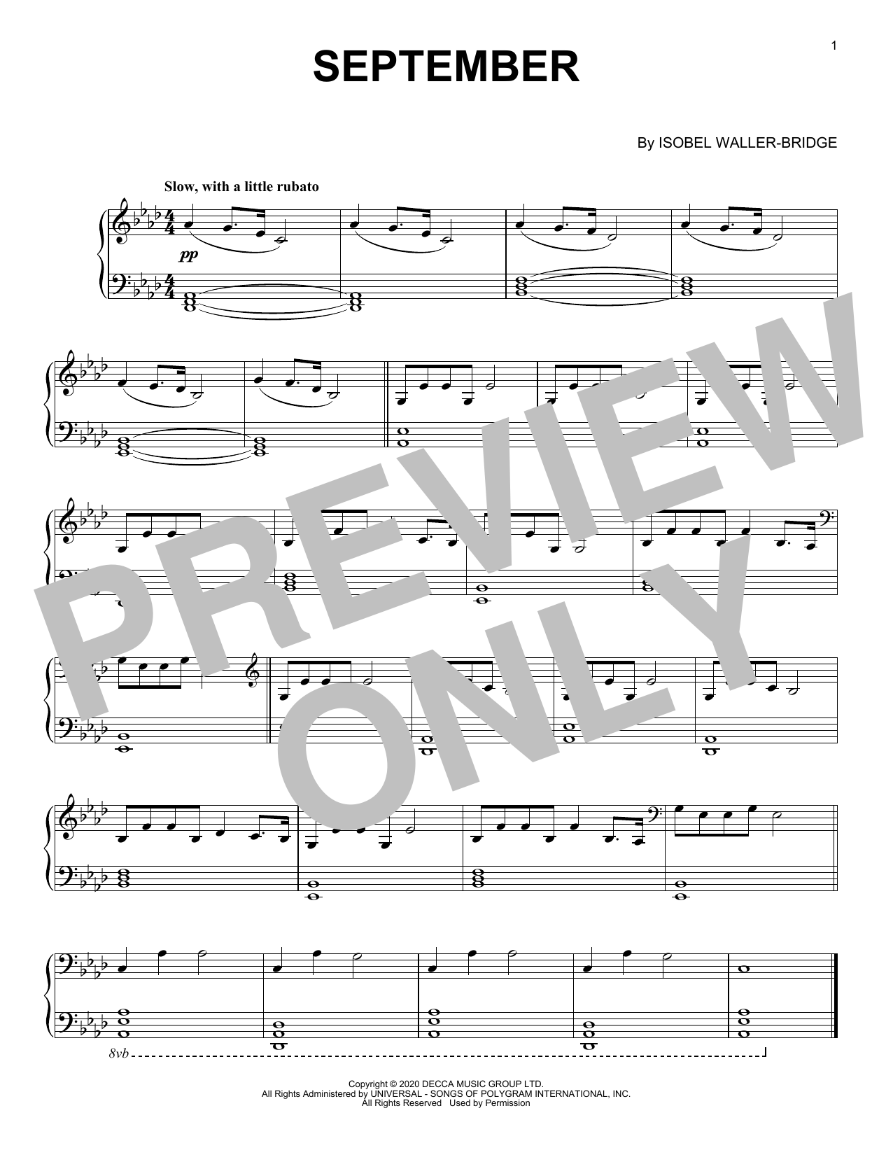 Download Isobel Waller-Bridge September Sheet Music and learn how to play Piano Solo PDF digital score in minutes